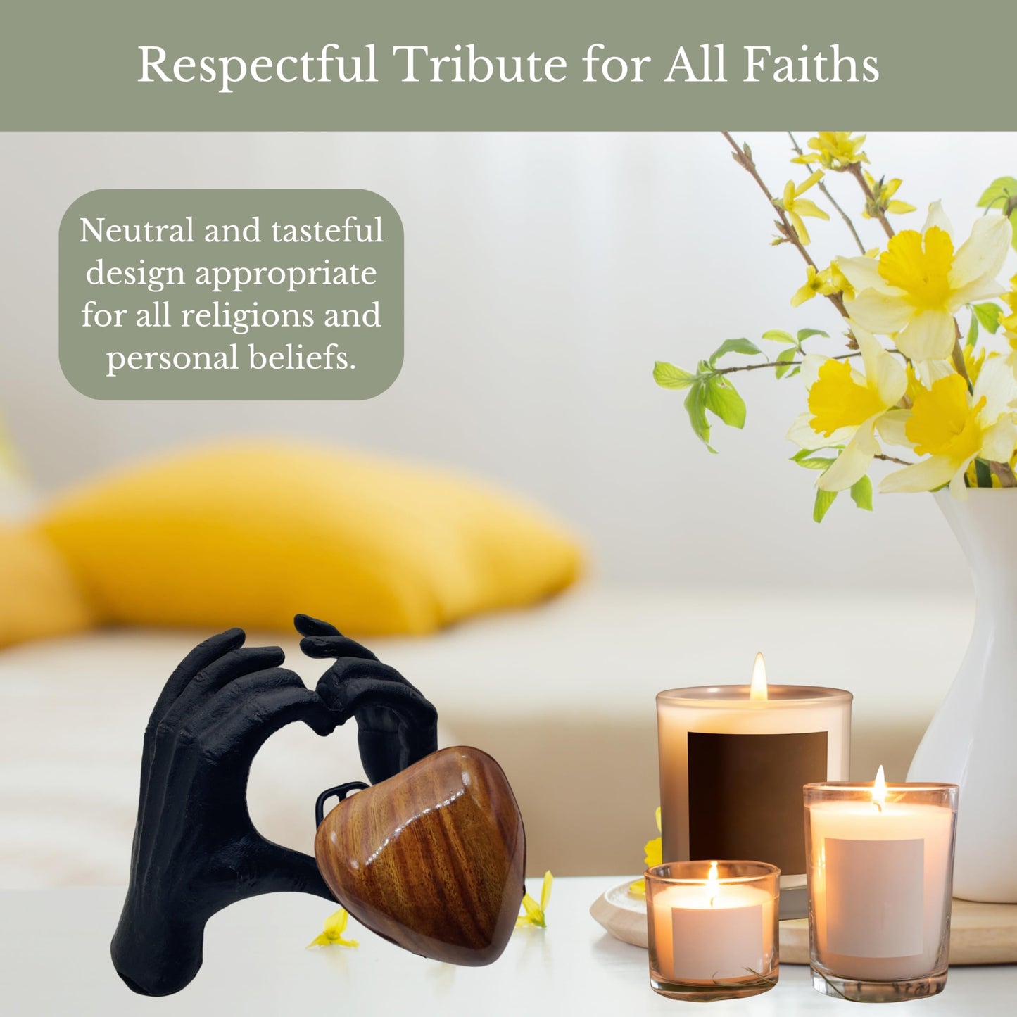 ZAHANAARA Wooden Heart Urn for Ashes Adult Male & Female |Handcrafted Memorial Box for Funeral|Memorial Gifts, Ashes Keepsake |Aluminum Cremation Urns|Unique Tribute in Hands Design - Black, 3 cu in