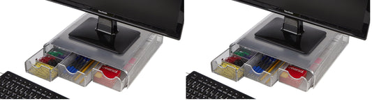 Mind Reader Perch Monitor Stand Desk Organizer, Silver Metal Mesh (Pack of 2)