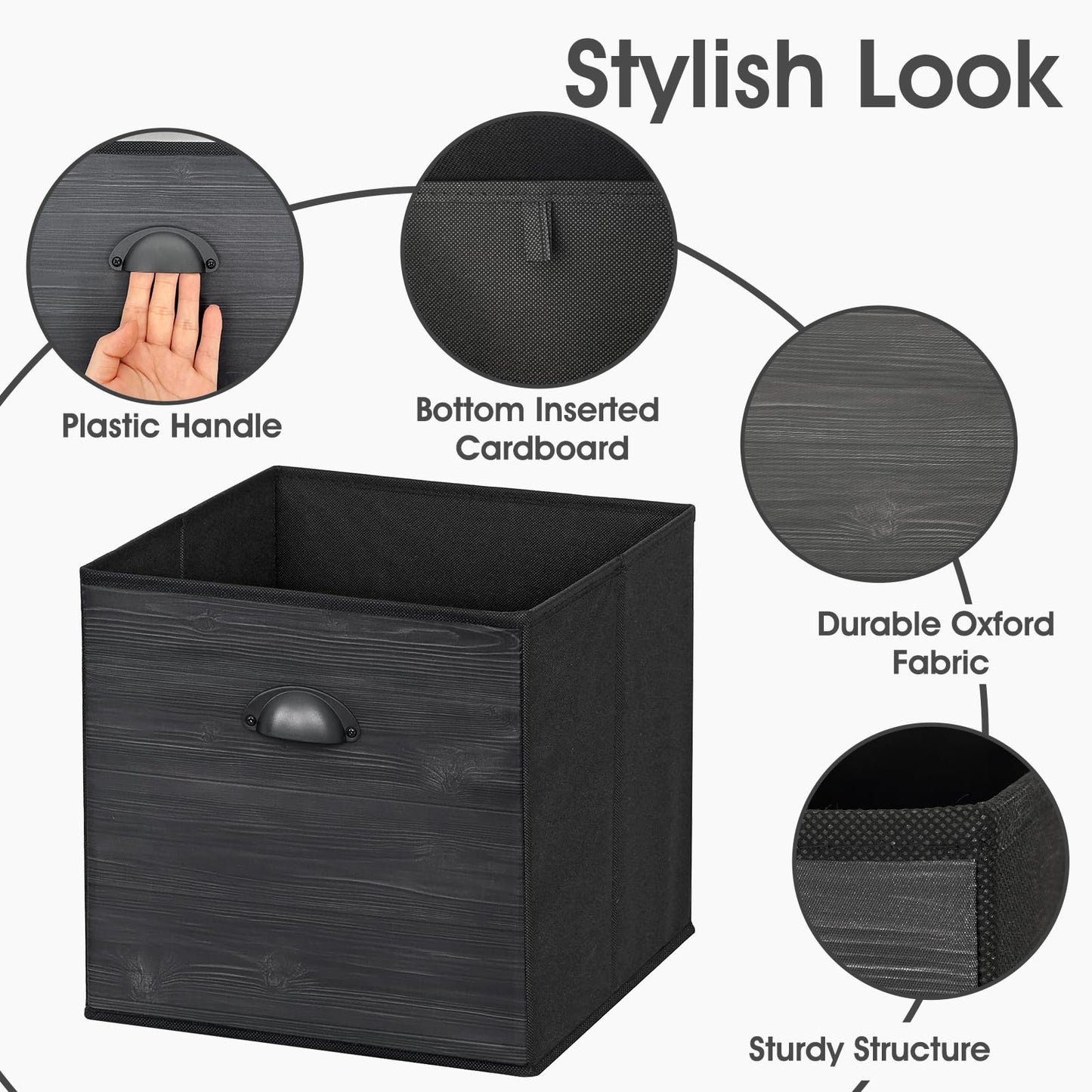 homyfort Faux Wood Grain Cube Storage Organizer Bins, 12x12 Inch Storage Cubes, Closet Cloth Baskets Box for Shelves, Set of 6