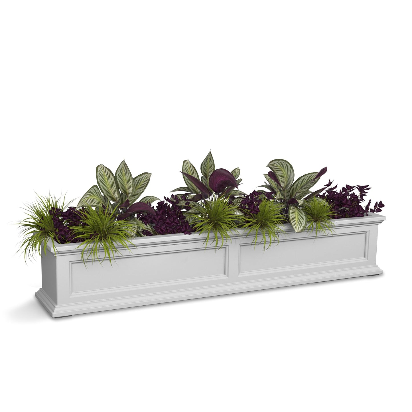 Mayne Fairfield 5ft Window Box, Self Watering Flower Box with Double Wall Design, All Season Fade Resistant Outdoor Window Planter With Steel Mounting Bracket, White