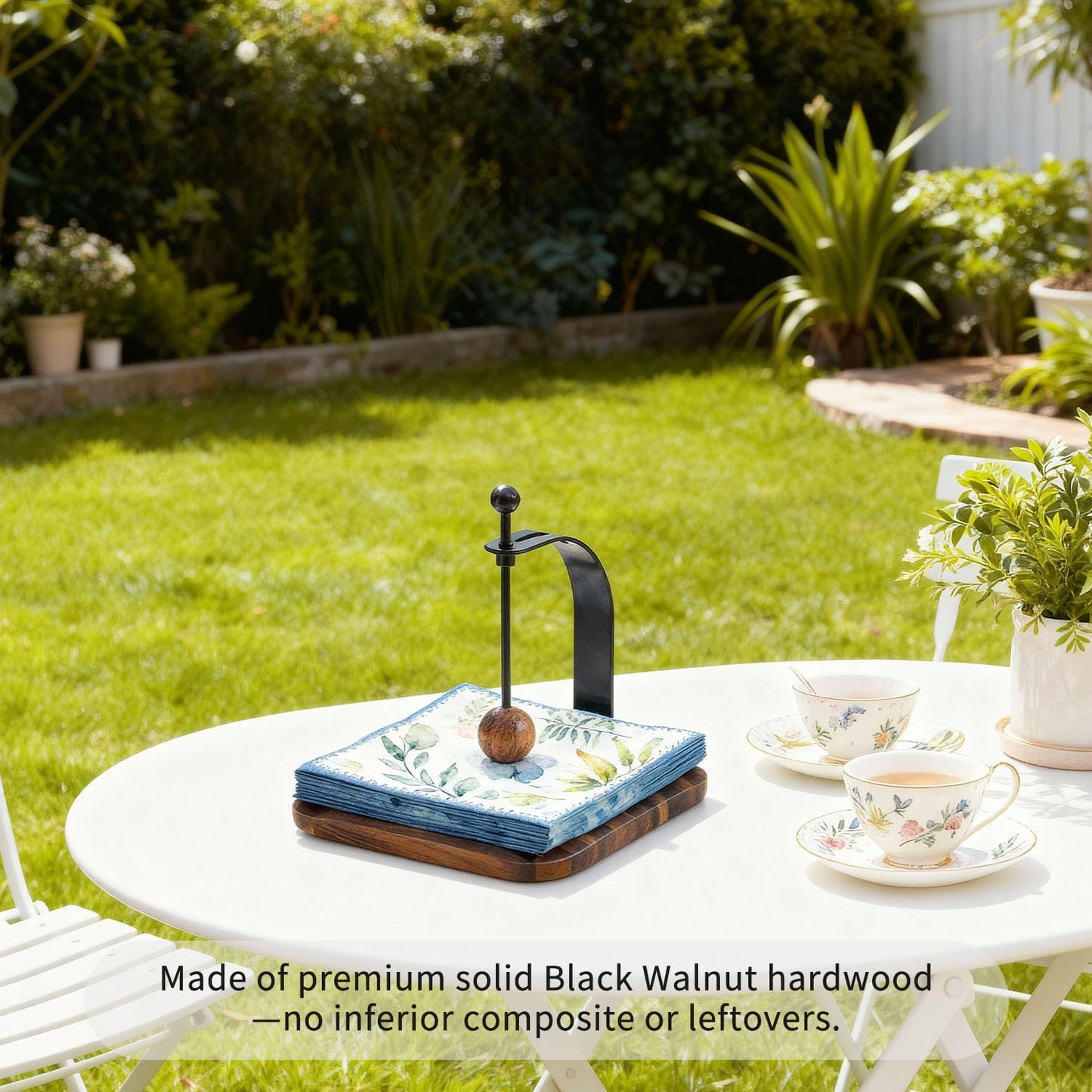 Celestree South American Rain Wood Napkin Holder for Table - Nordic Style Wooden Cocktail Napkin Holder Fits 5-7" Napkins - Windproof Dispenser for Kitchen, Coffee Bar, Cocktail Bar (Gift Idea)