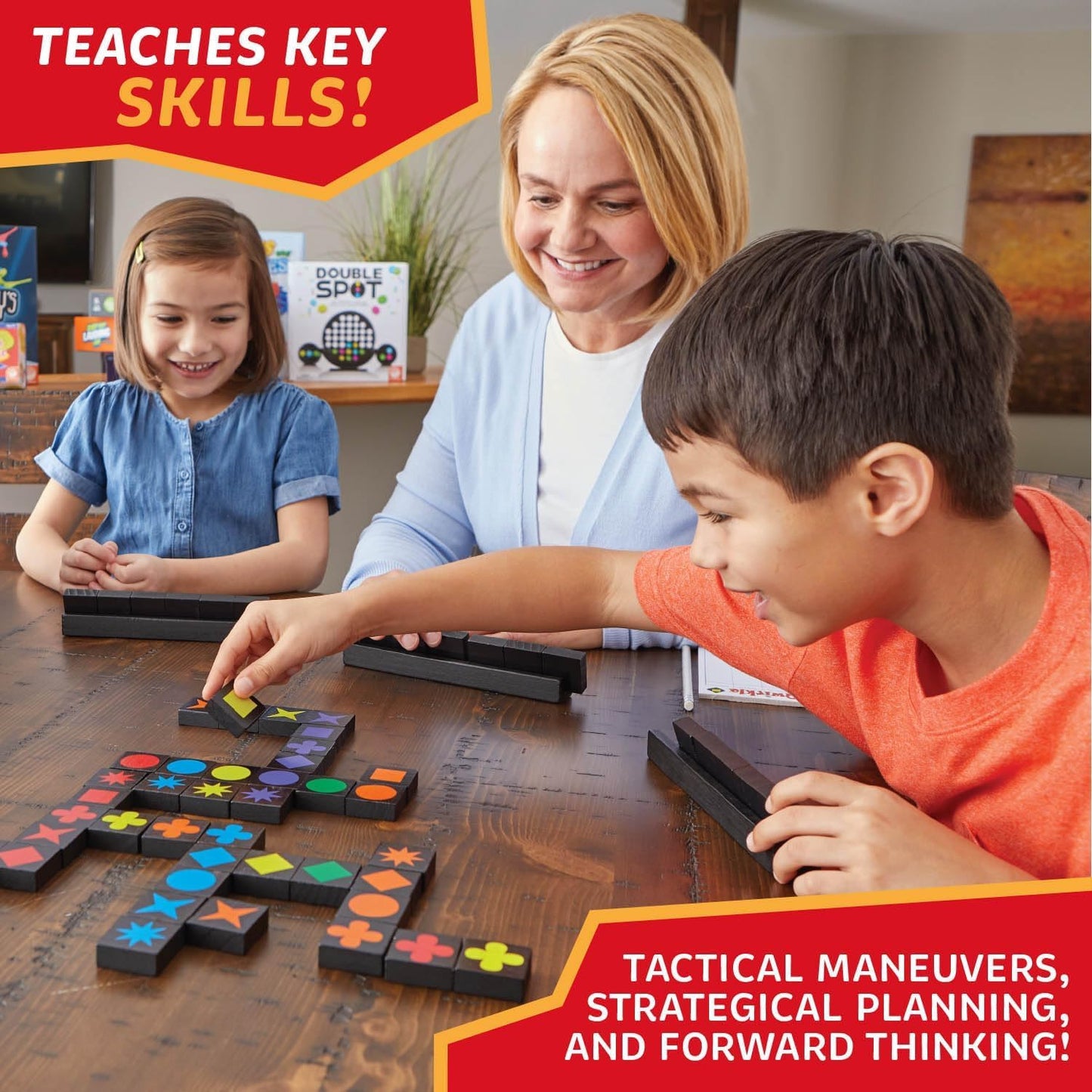 MindWare Qwirkle with Trays Board Game for Kids Ages 6+ Strategy Tile Game for Family Game Night 2-4 Players with 108 Wooden Tiles and 4 Trays