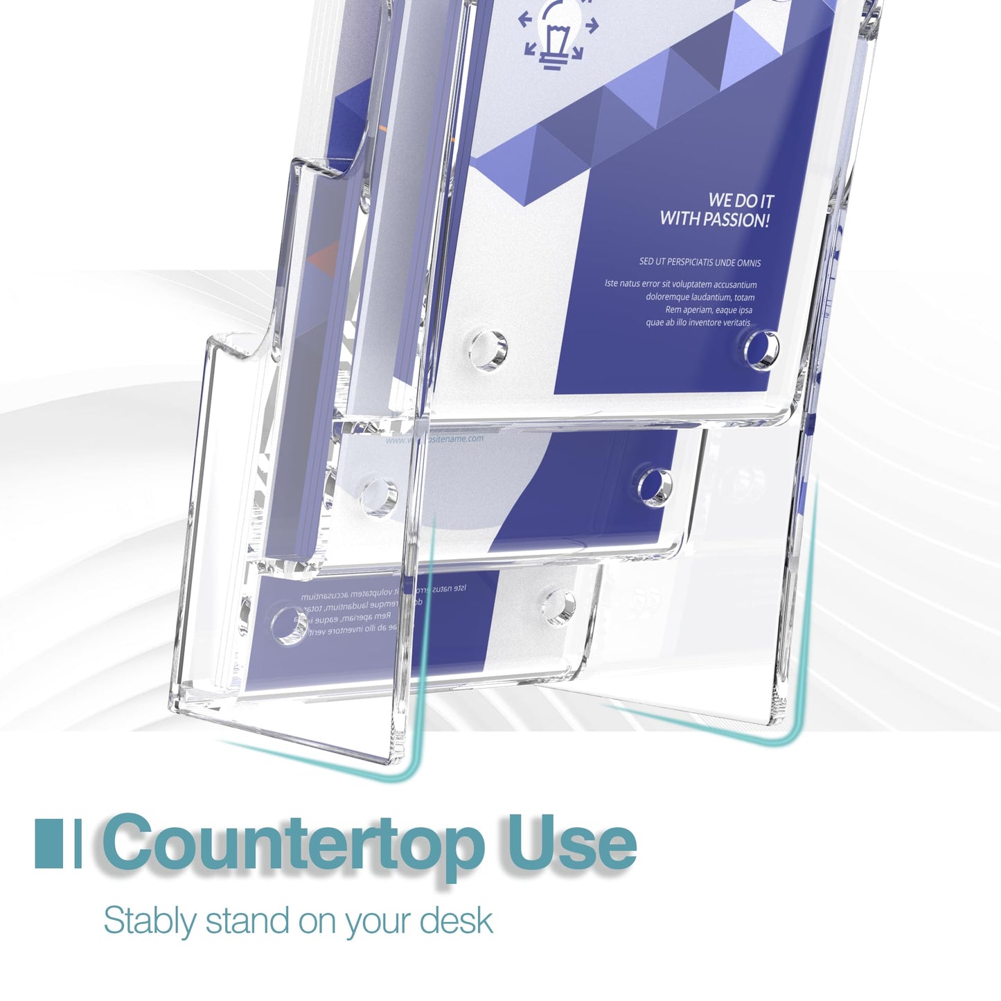 HLF-ho Brochure Holder 4x9 Inch 3 Tier Acrylic Literature Holders Clear Plastic Flyer Display Stand Countertop Use or Wall Mount Pamphlet Holder Organizer for Office, Lobby, Hotel, Trade Show, 4 Pack