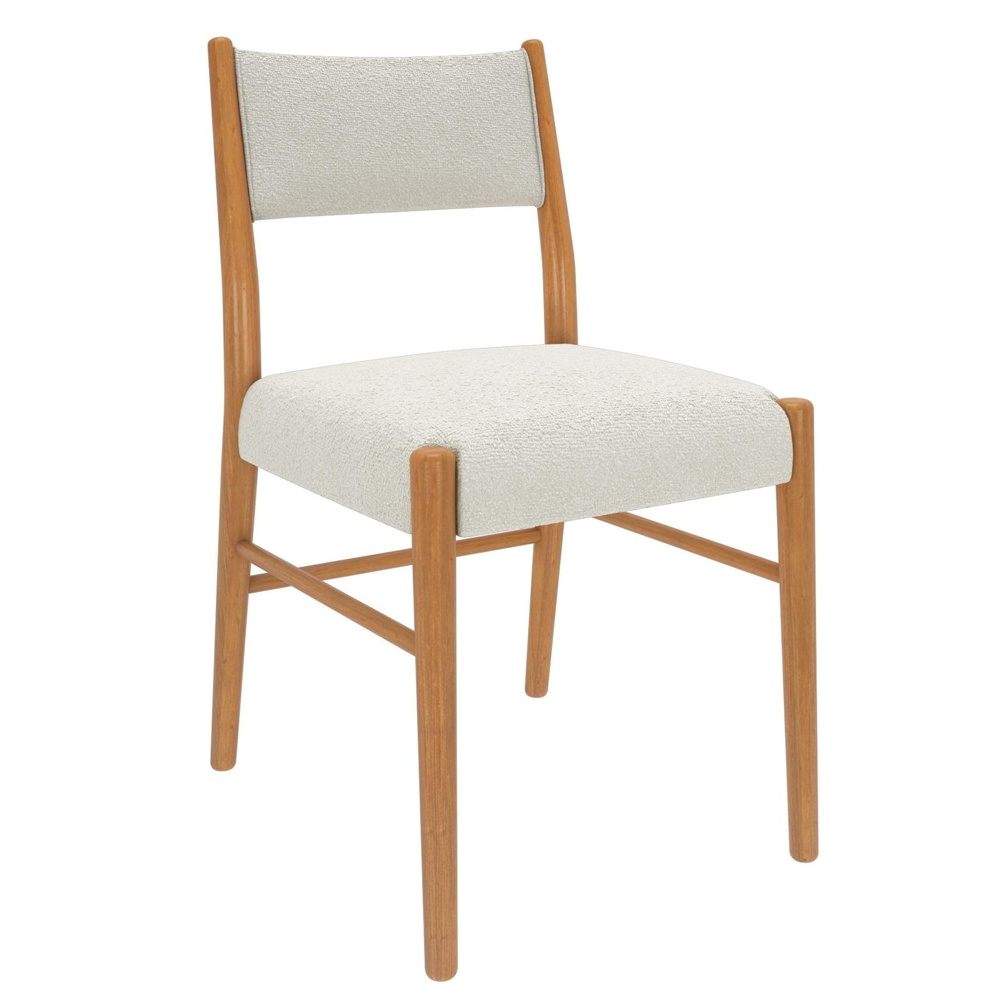 Plank+Beam Brio Dining Chair (2-Pack) - Upholstered Bouclé Seat, Solid Rubberwood Frame, Low-VOC Finish, Easy Assembly, Pecan/Ivory