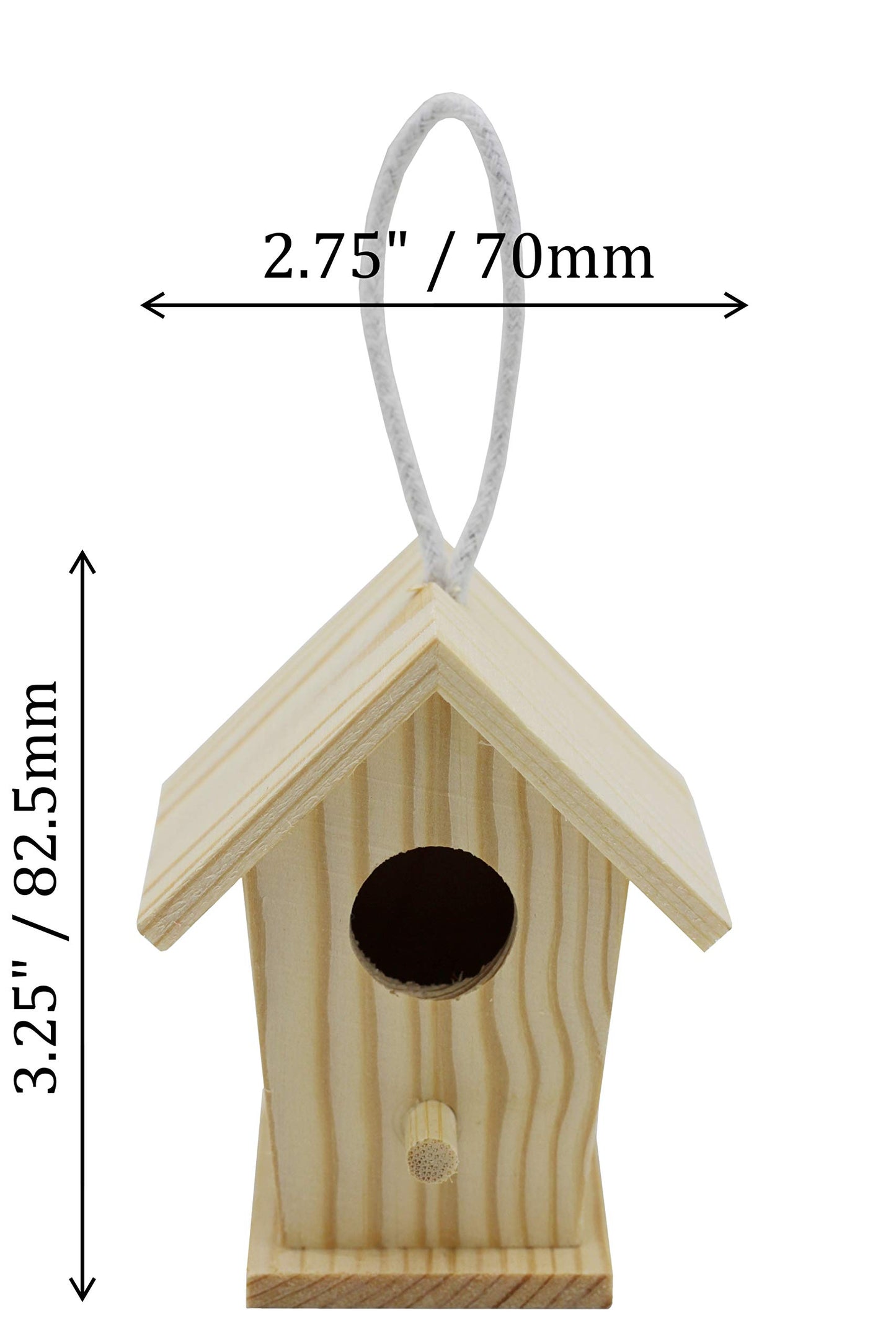 Creative Hobbies 12-Pack of Mini Wooden Bird Houses to Paint, with Hanging Cords, Unfinished DIY Design Your Own Great for Crafts, Weddings, Bible Camp and More!