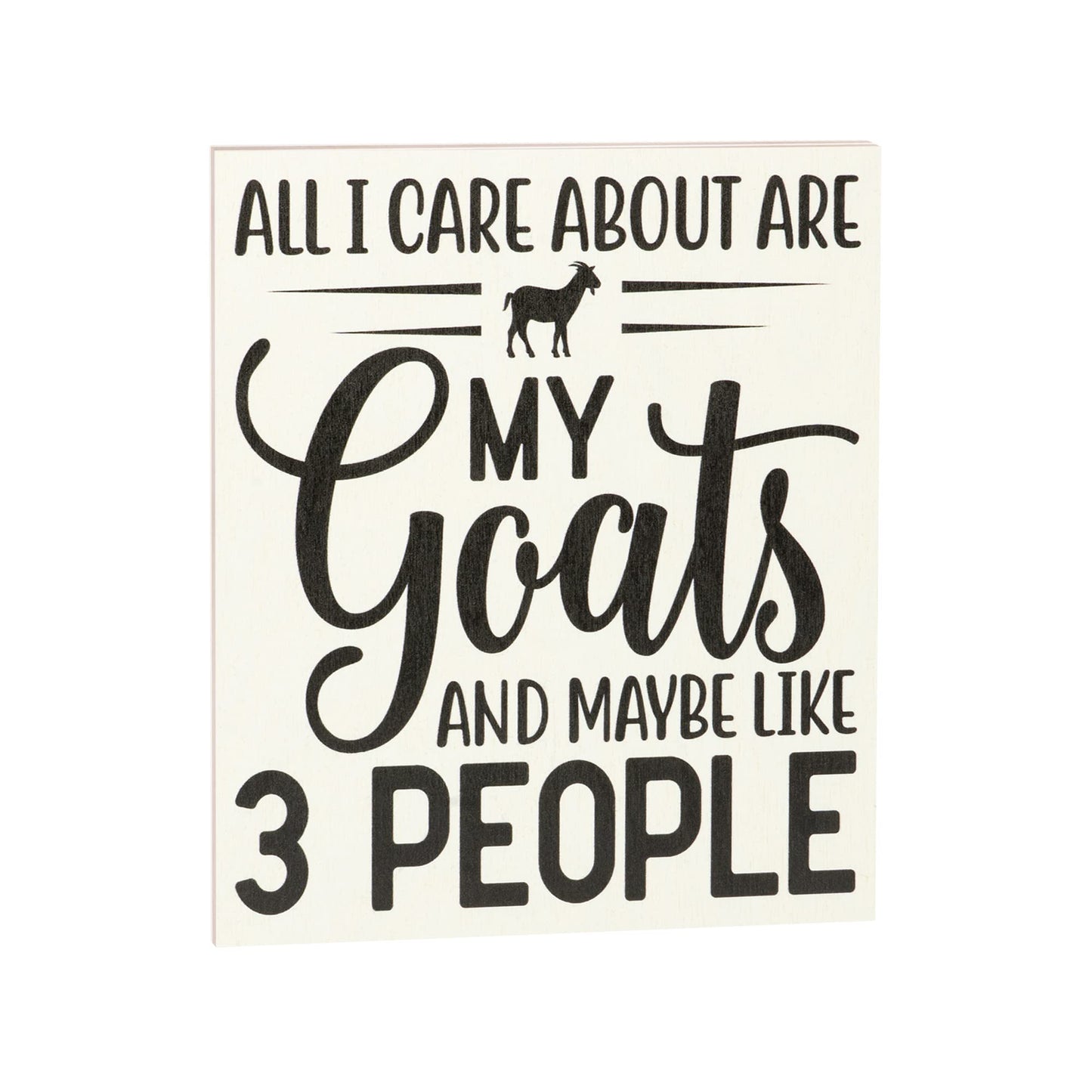 JennyGems All I Care About Are My Goats and Maybe 3 People Wooden Sign, Goat Gifts for Goat Lovers, Farm Decor, Made in USA