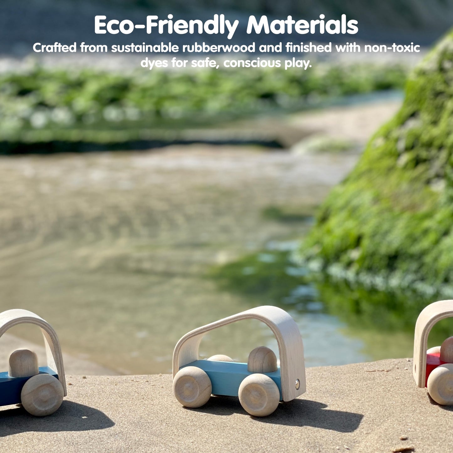 PlanToys® Vroom Car Wooden Push Toy for Toddlers | Eco-Friendly Toddler Push Car for Indoor Play | Montessori Fine Motor Learning Toys for Kids