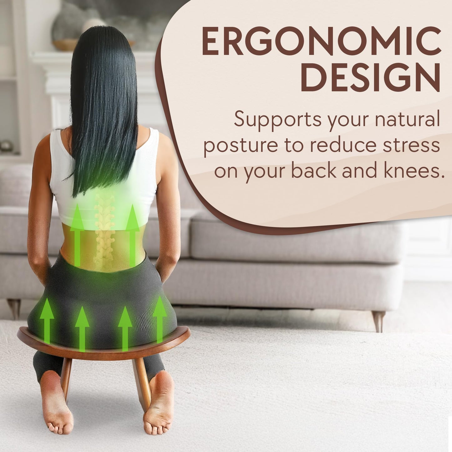 Vesoda Wood Meditation Ergonomic Kneeling Bench - 16.5" x 8.3" x 7.1" Yoga, Prayer, Meditation Bench - Meditation Stool Made of Strong and Durable Mango Wood - Indoor Outdoor Meditation Seat
