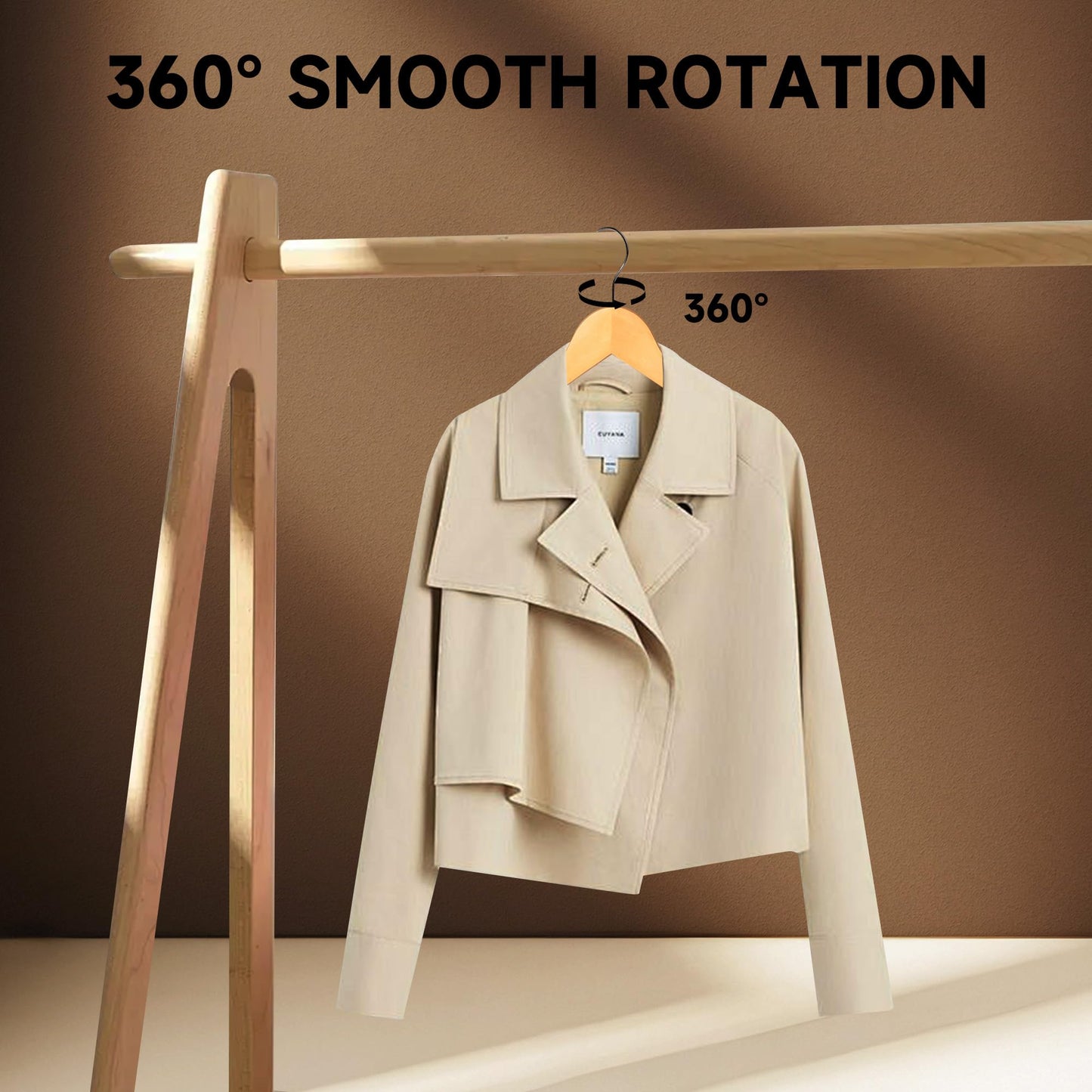 BP4U Premium Wooden Top Hangers, Heavy Duty Solid Wood Suit Hangers with 360° Swivel Hook & Anti-Slip Notches, Durable Clothes Hangers for Jackets, Coats, Shirts & Dresses(Natural Wood/12-Pack)