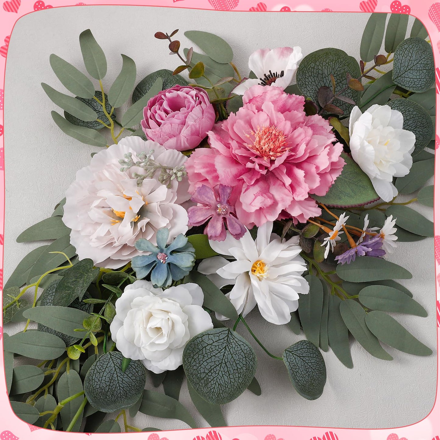 Wedding Arch Decorations 2 Pack - Reusable Artificial Hanging Flowers Floral Swag Greenery Garland for Wedding Welcome Sign Backdrop Bridal Ceremony Reception Backdrop, Baby Shower