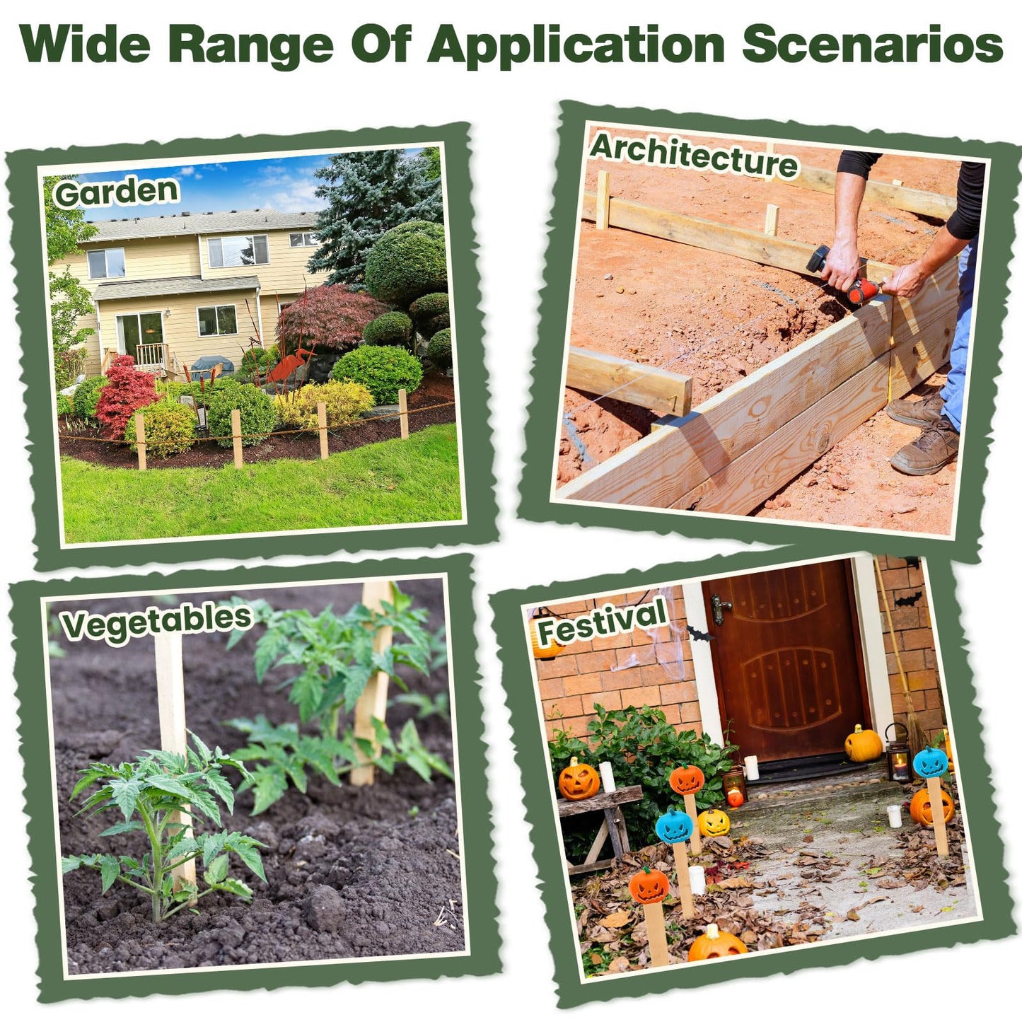 Colingmill 48 Pieces Wooden Garden Stakes 18 Inch Grade and Survey Stakes Wooden Garden and Sign Posts for Plant Support Silt Fence Yard Farm Survey Boundaries Baselines