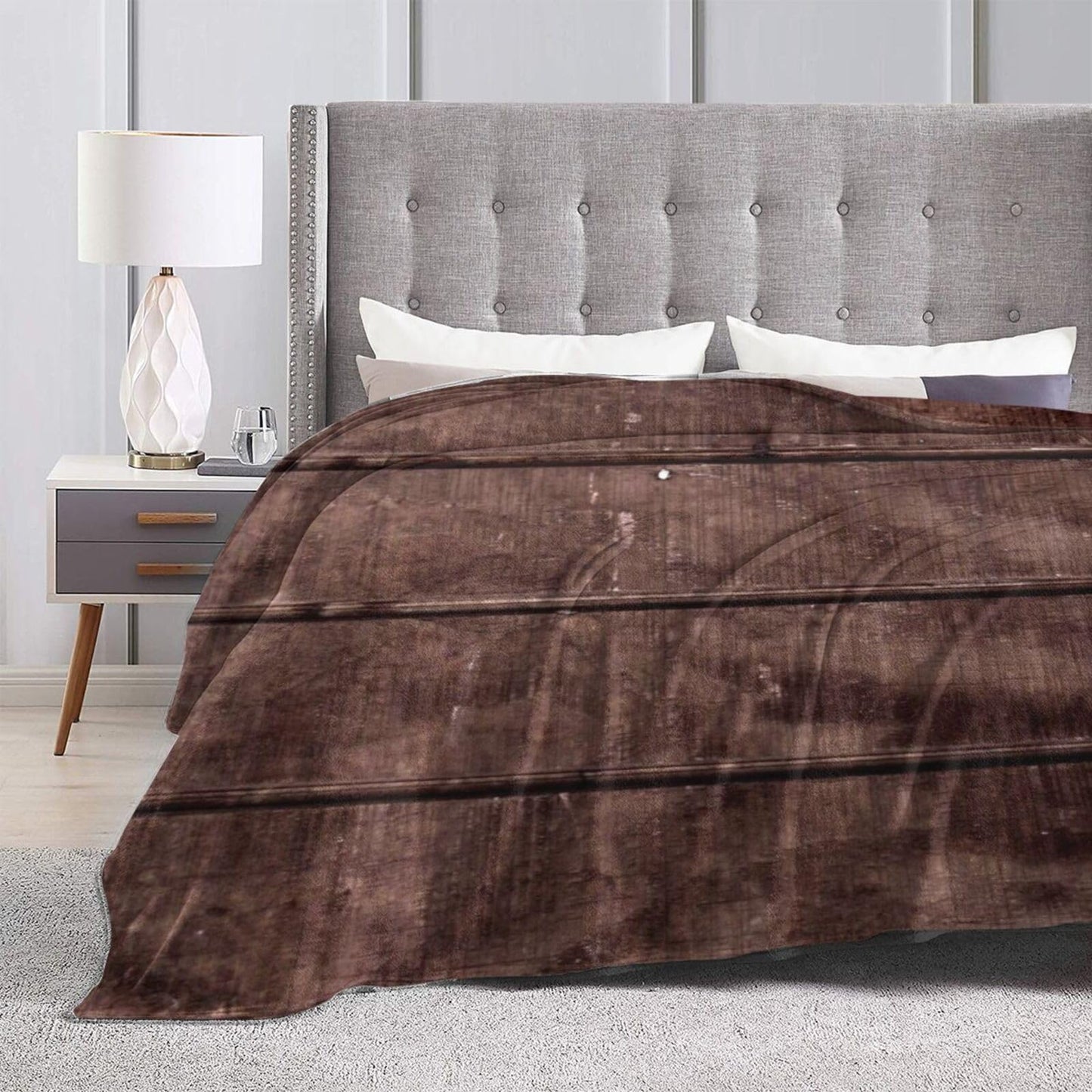 60"X50" Wooden Plank Texture Soft Flannel Blanket - Lightweight and Quick Drying, Used for Home, Travel, Camping