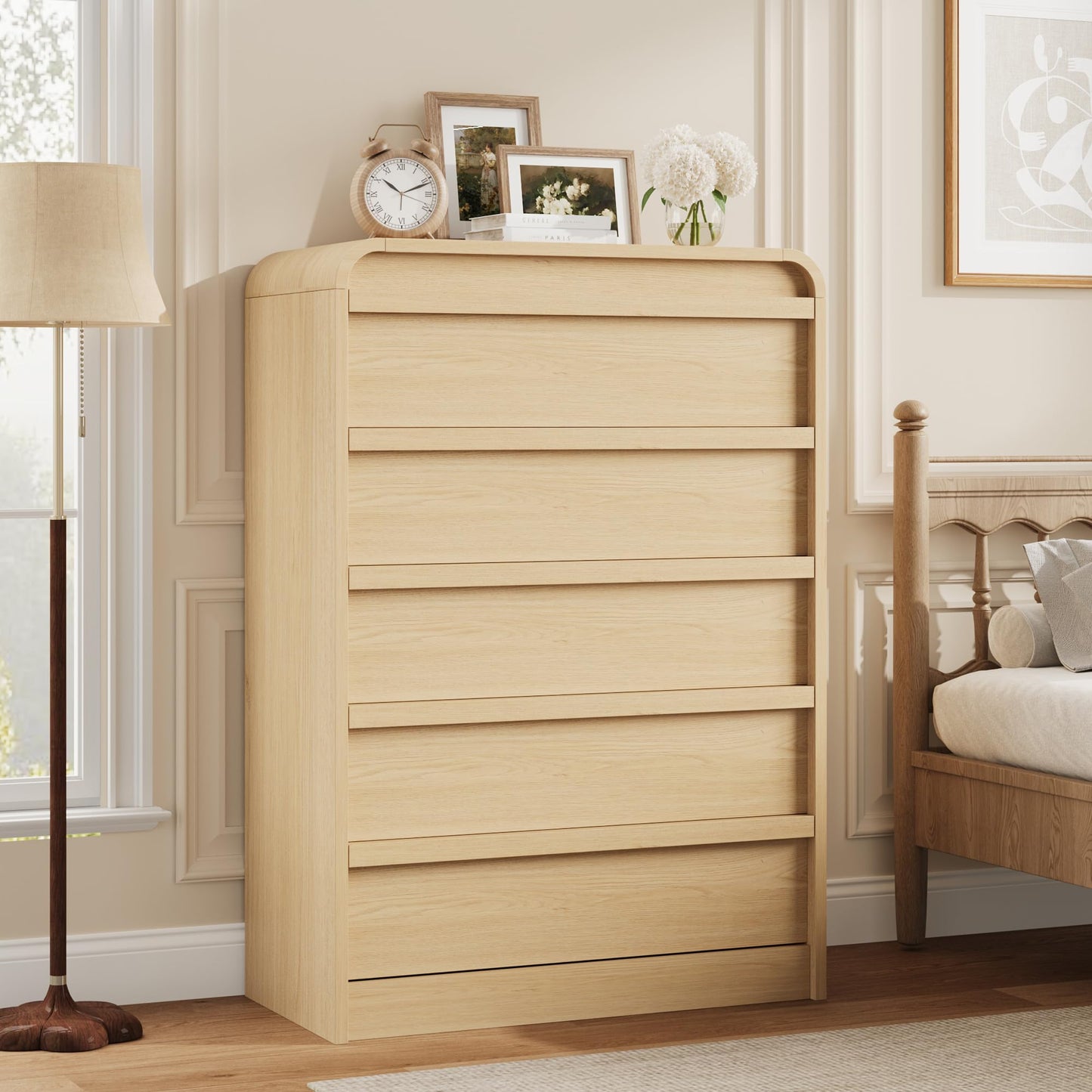 Garvee Wooden 5 Dresser, Natural
