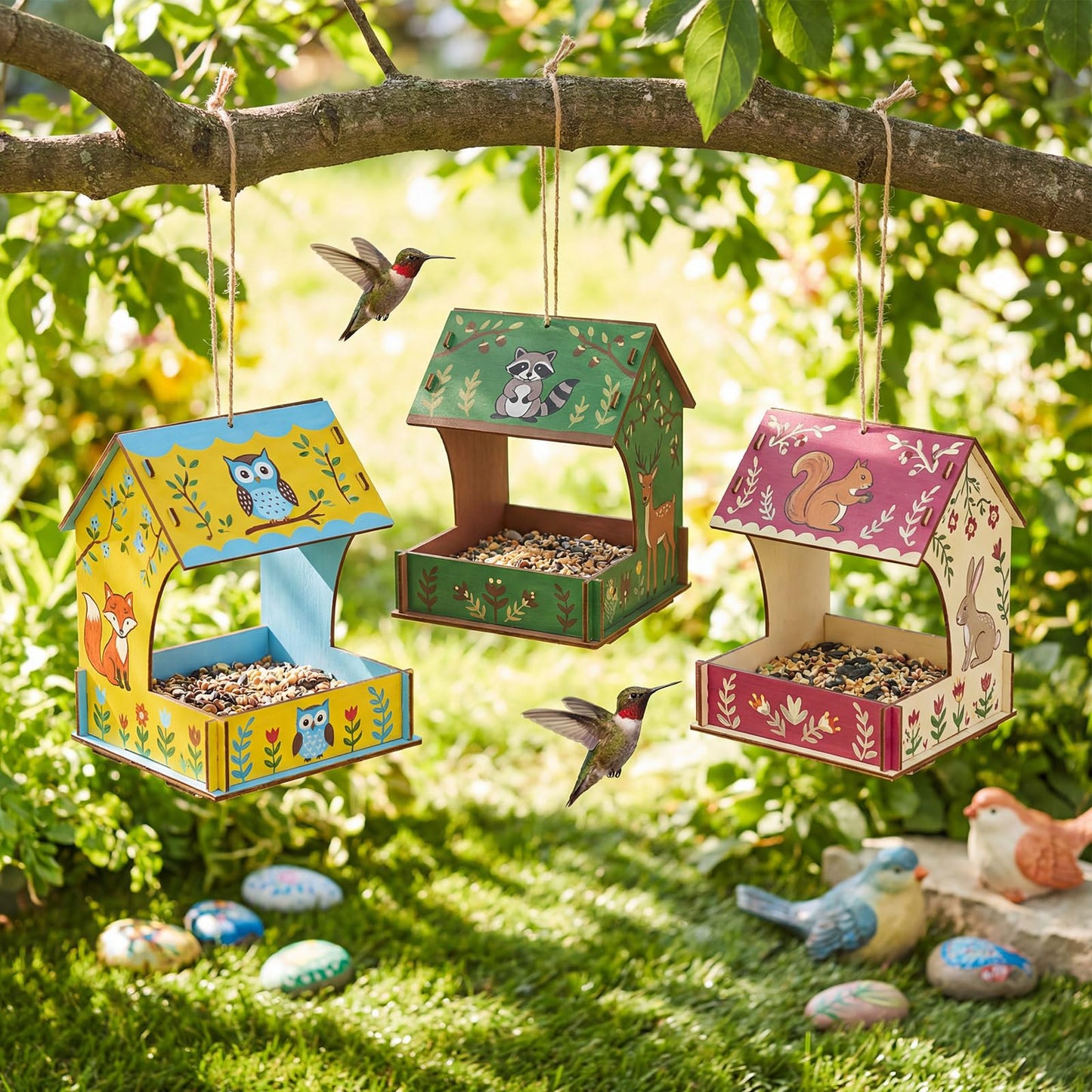 6 Pack Bird Feeder Kits Bulk Wooden DIY Birdhouse Kits Unfinished Bird Feeder Birdhouse to Paint Wood Craft for Educational Fun Art Outdoor Activities Gifts