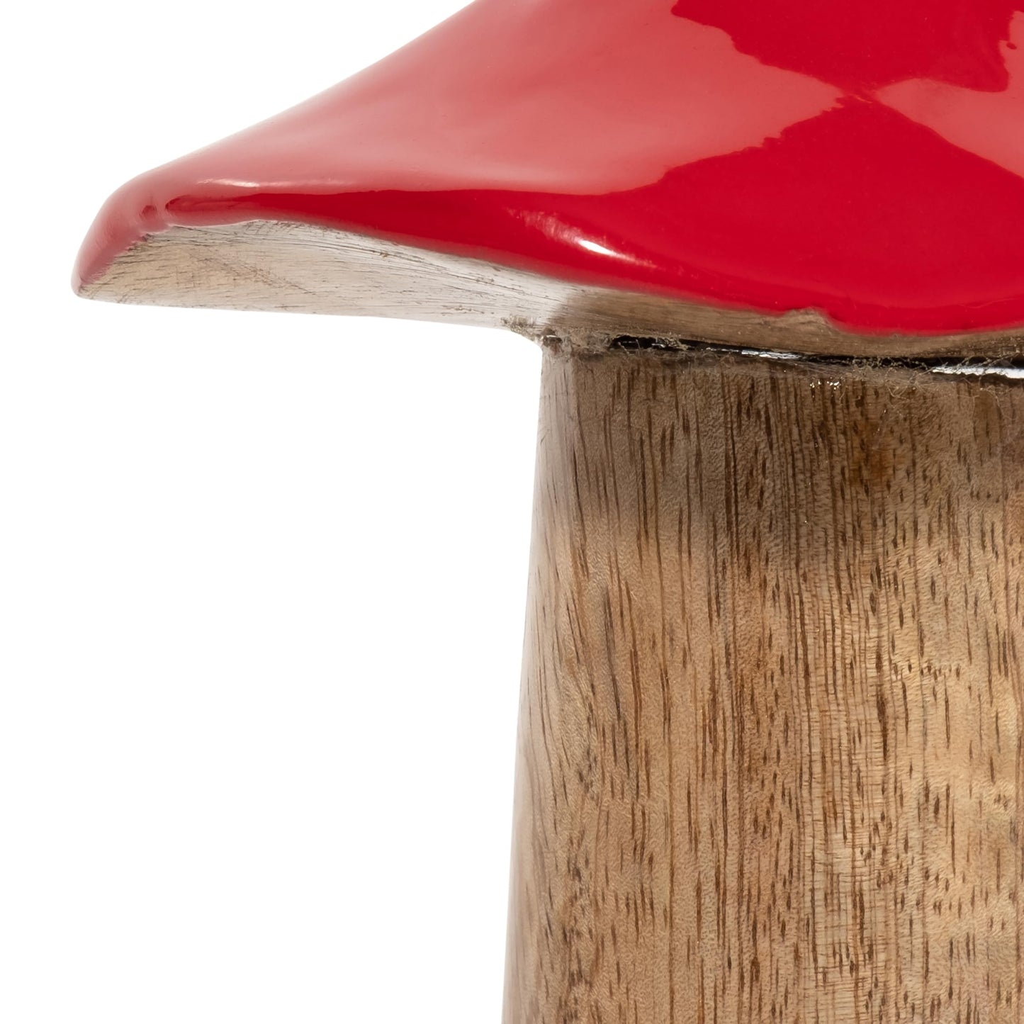 Wooden Mushroom Figurine Sculpture – Artful Accent for Room Decor and Boho Home Decor, for Shelf, Desk, or Tabletop Display, with Playful Nature-Inspired Design Detail – 6", Rustic Wood and Red