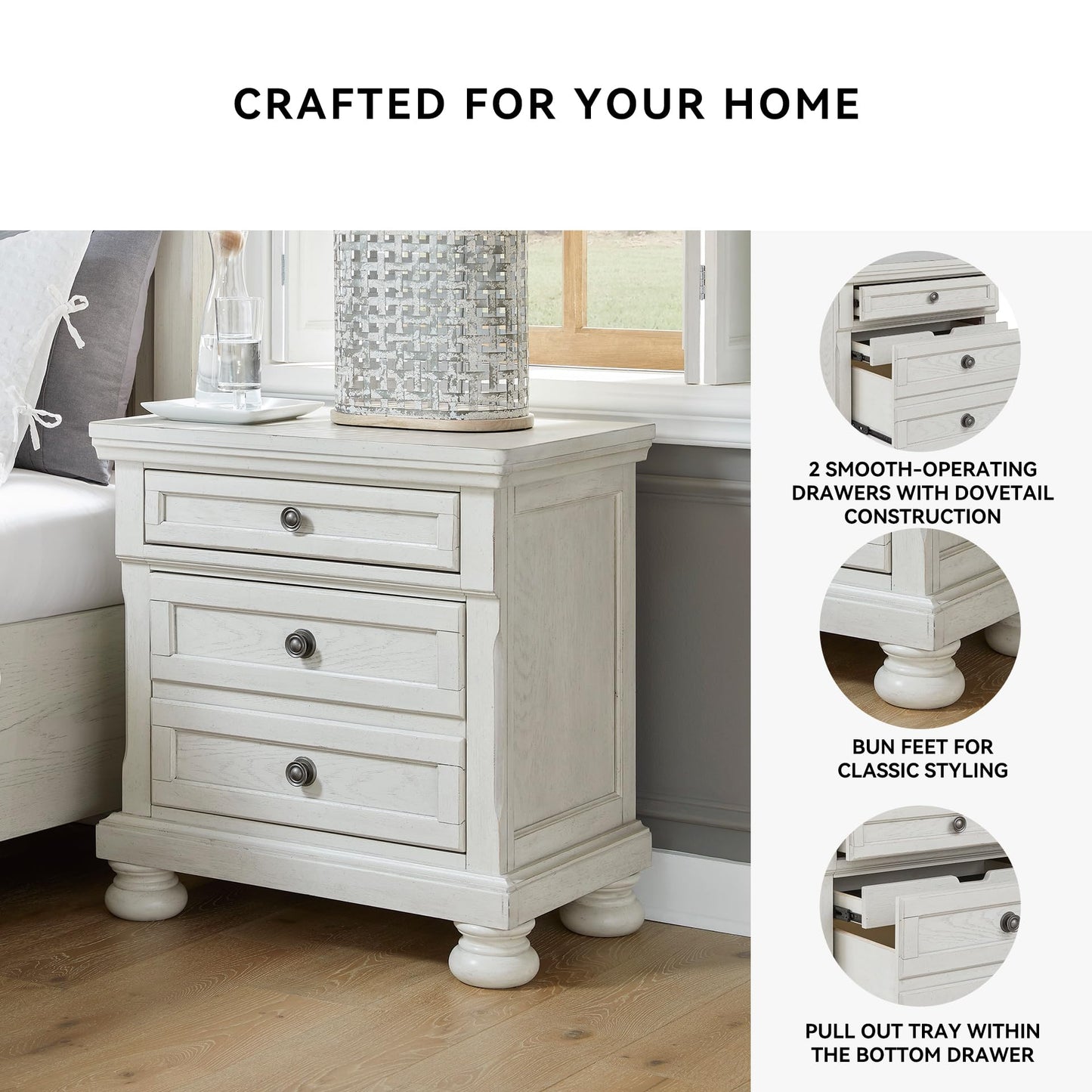 Signature Design by Ashley Robbinsdale Traditional 2 Drawer Night Stand, White