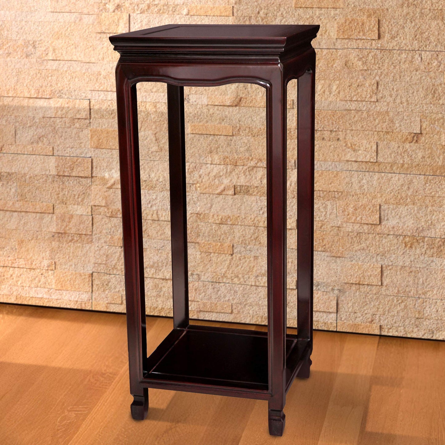 Red Lantern 28" Rosewood Oriental Square Stand, Dark Finish