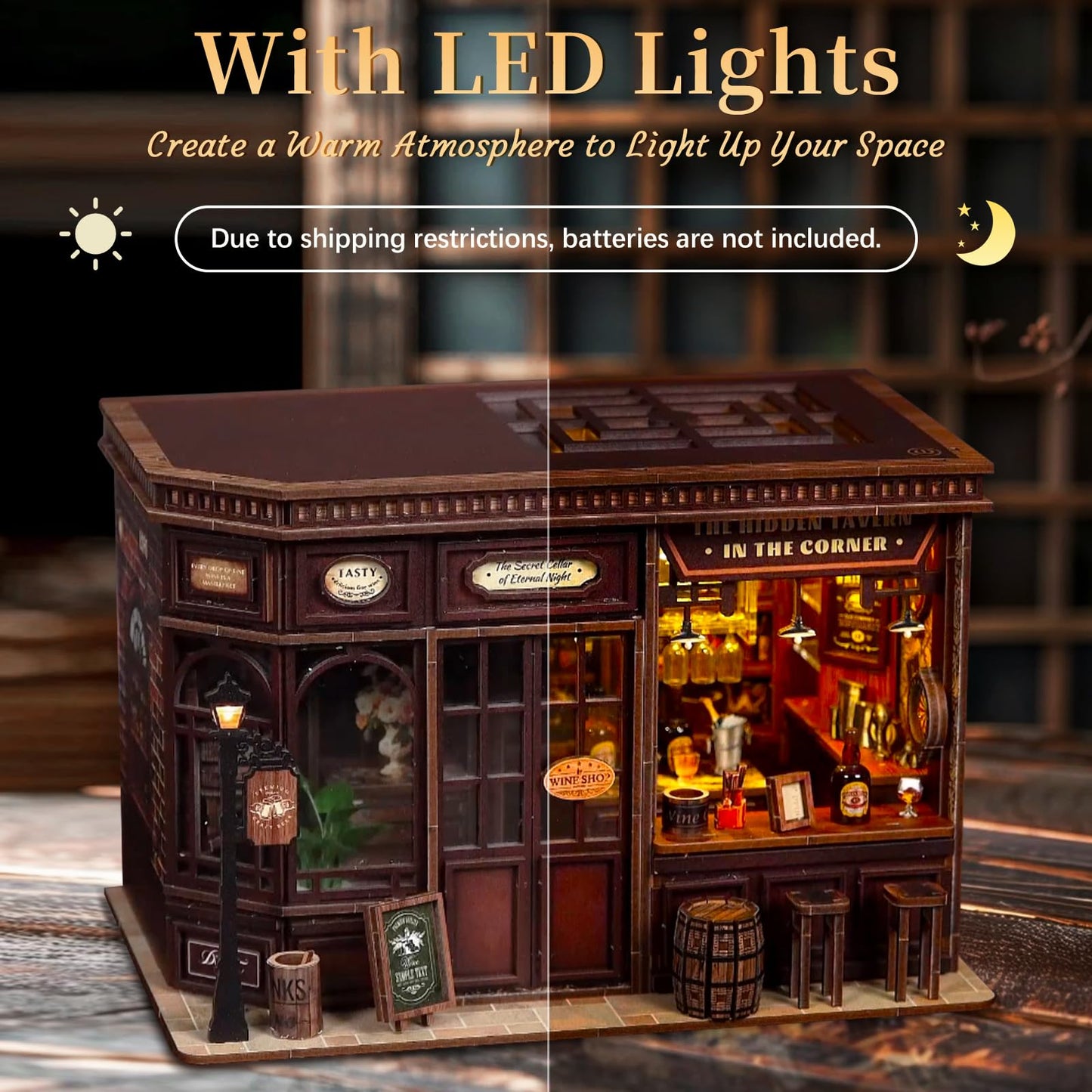 Hallisun DIY Miniature House Building Kits, Japanese Restaurant and Corner Tavern 3D Wooden Dollhouse Toys, Birthday Christmas Festival Gift for Teens Adults