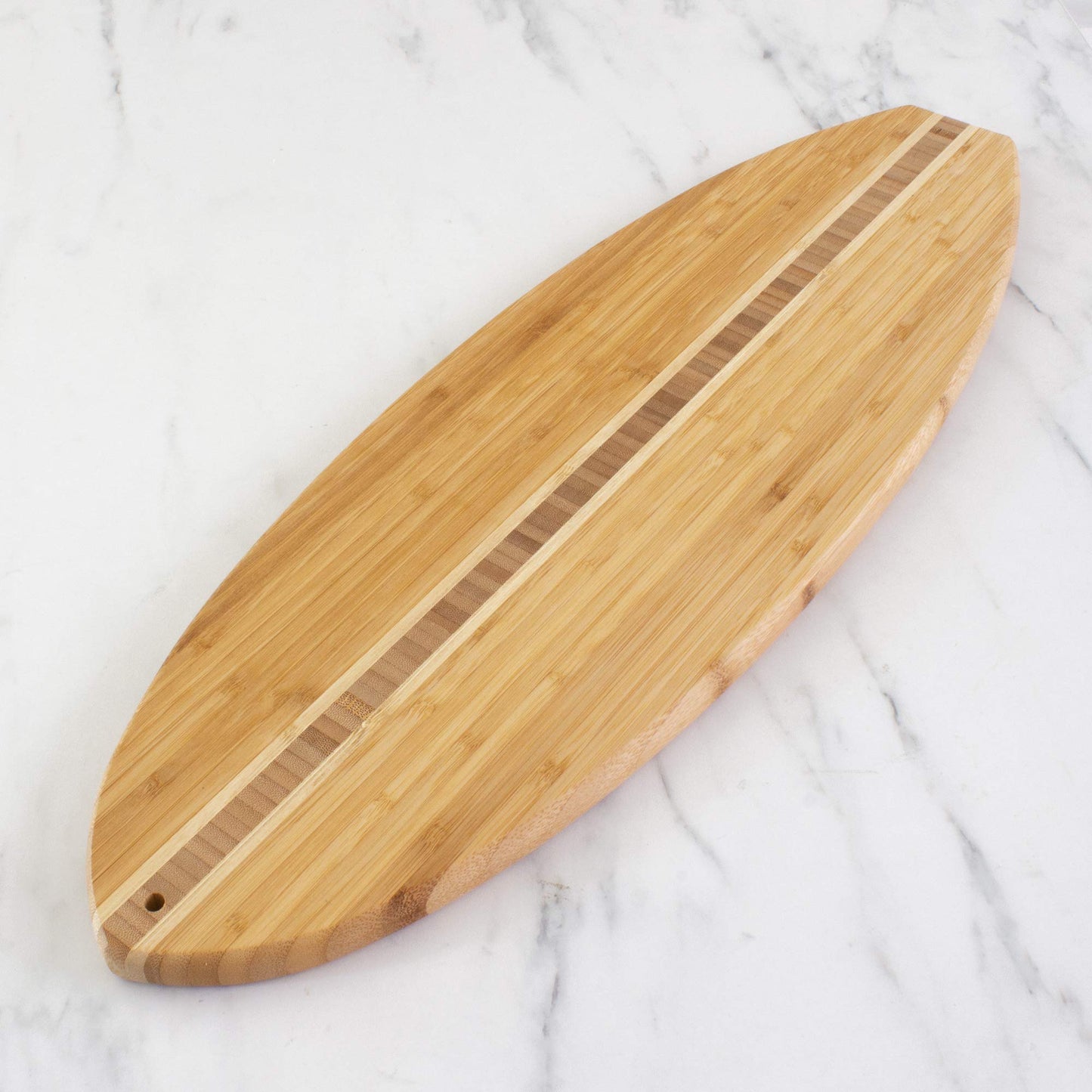 Totally Bamboo Surfboard Cutting Board and Charcuterie Board, Beach-Themed Bamboo Serving Platter with Wall Hang Tie, 23" x 7.5"