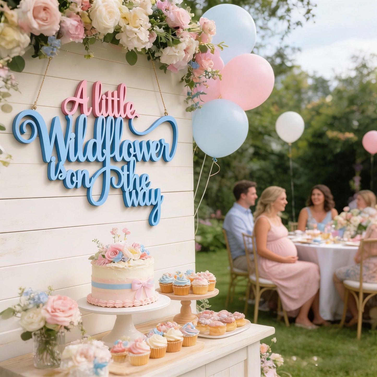 Wooden"A Little Wildflower is on The Way"wall Sign, Baby Shower Welcome Sign,Newborn Shower Yard Sign,Gender Reveal Boy/Gril Welcome Sign,Nursery Wall Decor,Photo Booth Props Door Decorations