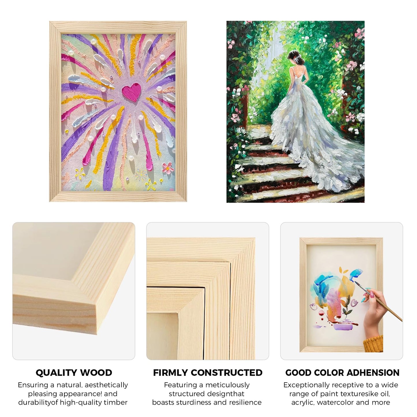 5 Pack 12 x 16 inch Wood Panel Boards,Unfinished Wood Frames for DIY Art Projects, Square Canvas for Painting, Pouring, Arts Use with Oils, Valentine's Day Halloween Christmas Decorative Panel Canvas