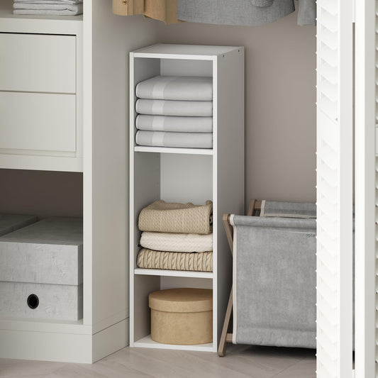 Furinno Reed 3-Tier Closet Organizers and Storage, Closet Organizer, Open Shelf Closet Storage, for Wardrobe, Bedroom, Living Room, 10-Inch Width, White