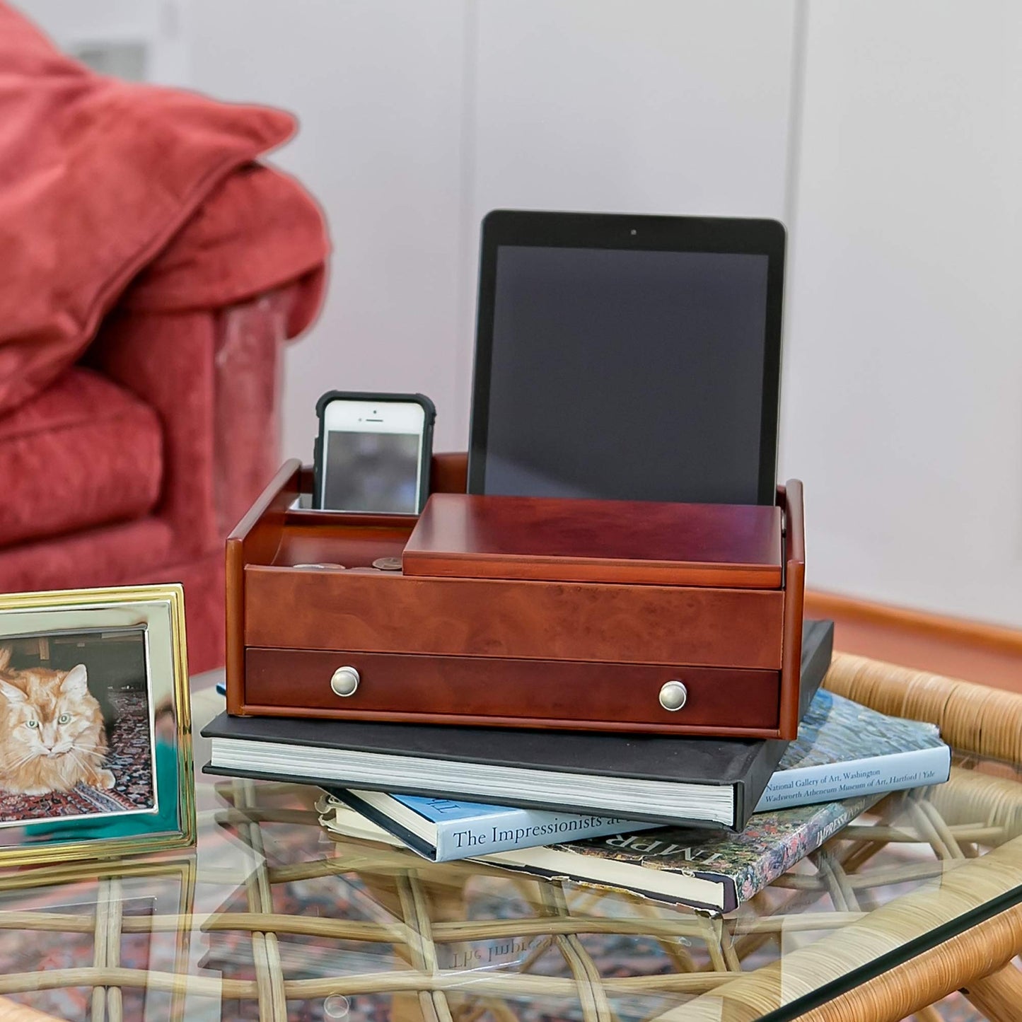 Mele and Co Davin Men’s Dresser Valet Wooden Jewelry Box