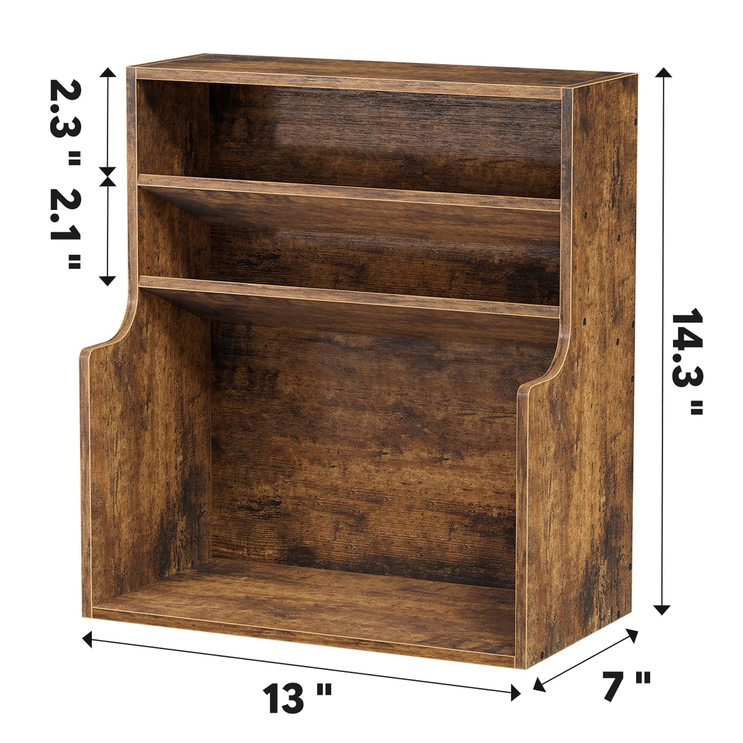 Simple Trending Spice Rack Organizer, 3 Tire Wood Kitchen Counter Shelves, Large Capacity Seasoning Storage Shelf for Countertop, Pantry, Kitchen, 7” W × 14.3” H, Brown