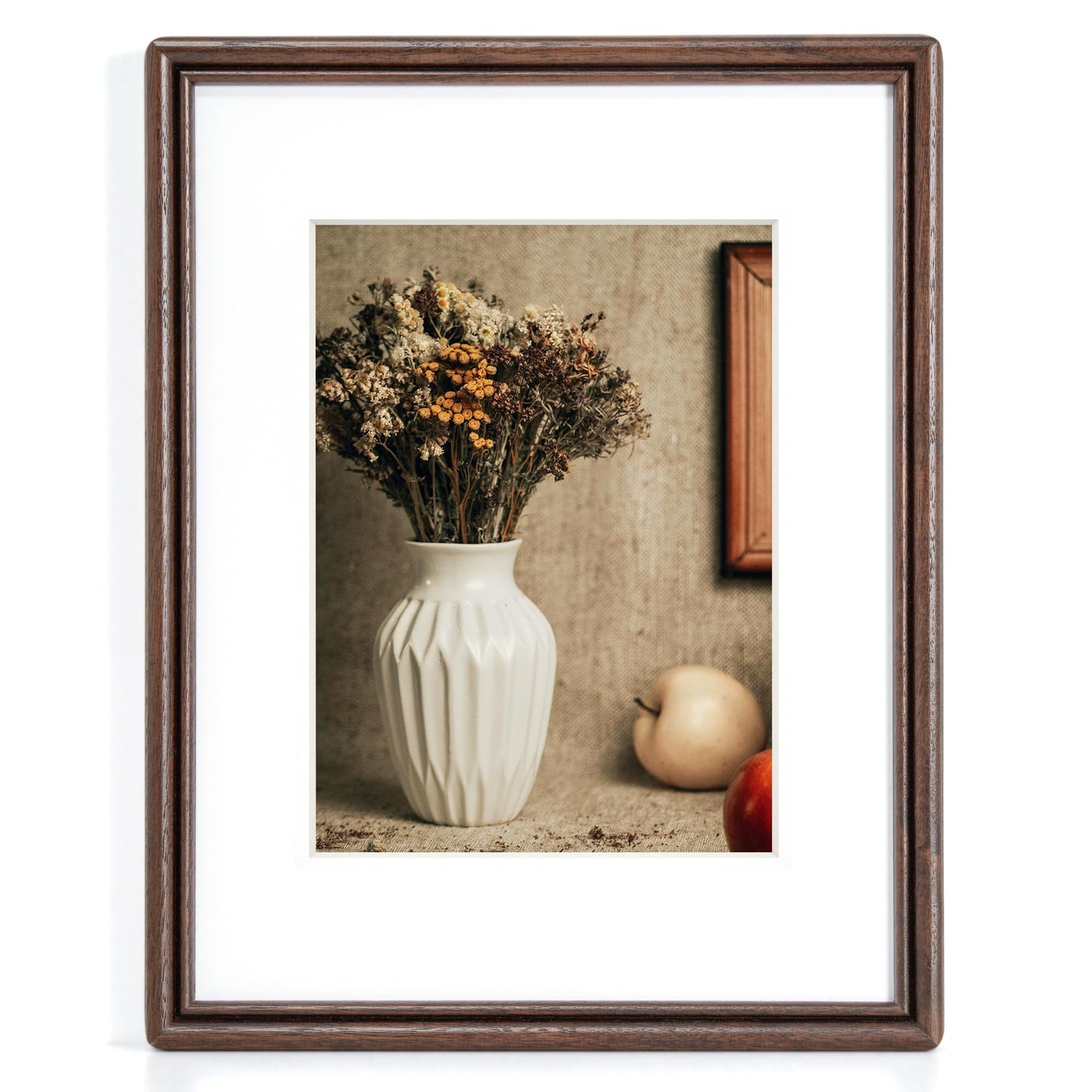 RICHFOCUS 8.5x11 Picture Frame, Natural Solid Walnut Wood Picture Frame with High Tempered Glass, Handcrafted Rounded Corner 8.5 by 11 Wooden Frame Matted to 6x8 Photo for Wall & Tabletop Display