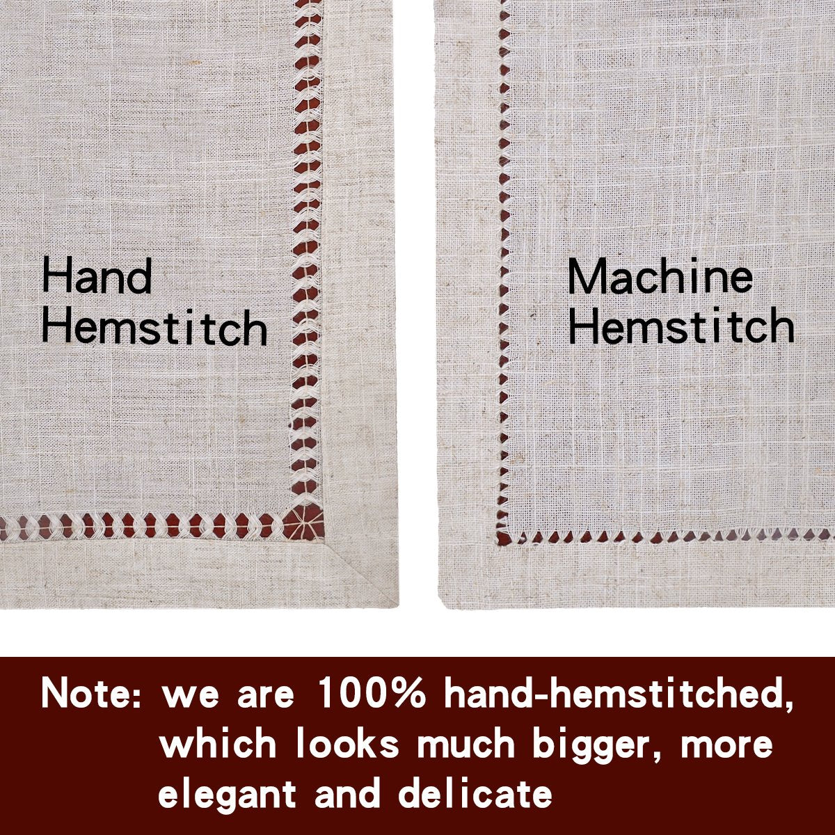 Grelucgo Handmade Hemstitched Table Placemats, Rectangle 12x18 Inch Set of 6, Natural Color