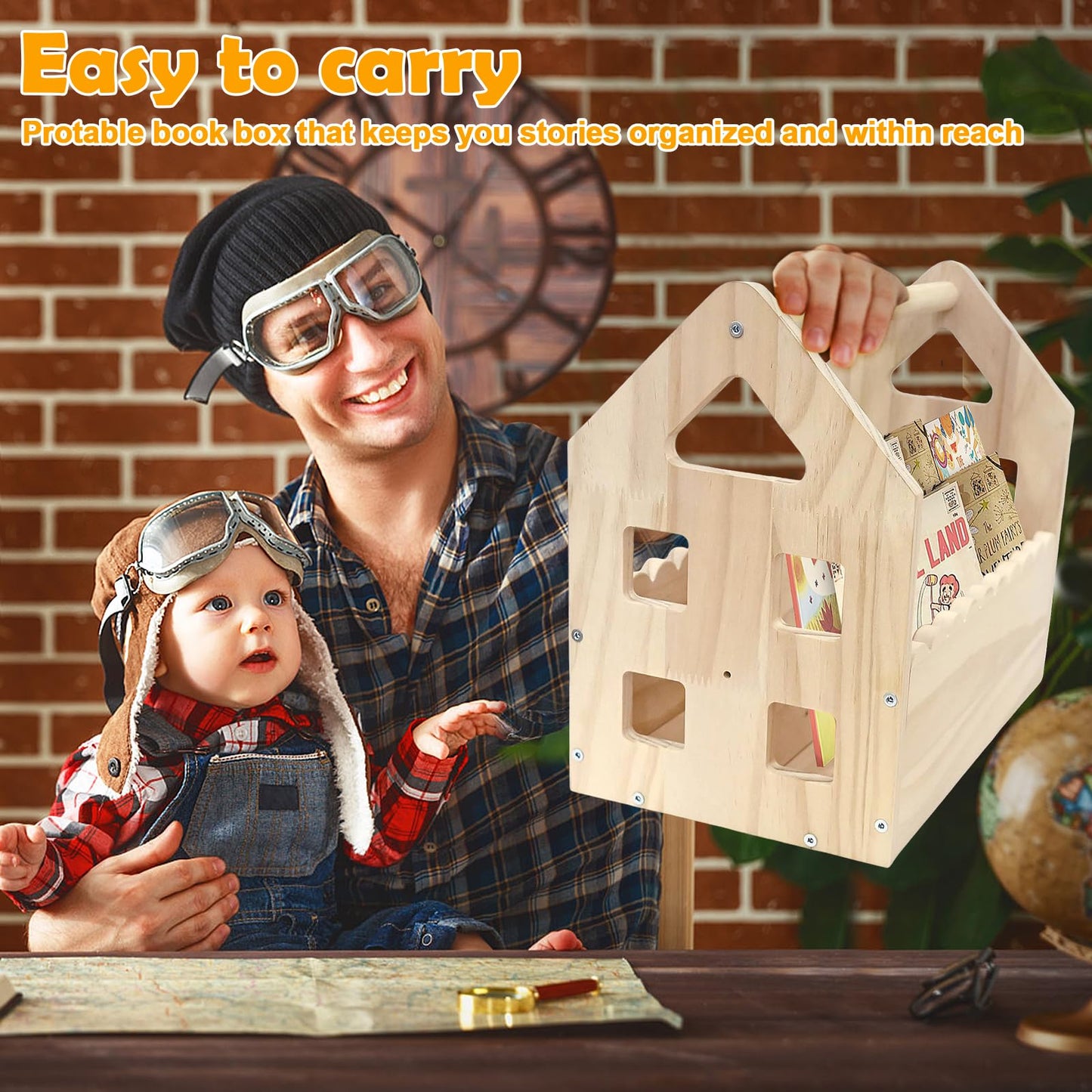 ElasignShopo Double-Sided Montessori Scalloped Bookshelf for 1-5 Years, Nursery Cute Storage for Books, House Shape Wooden Nursery Small Bookshelf, Room Furniture, Baby Bookcase 12 * 11.6 * 7.9"