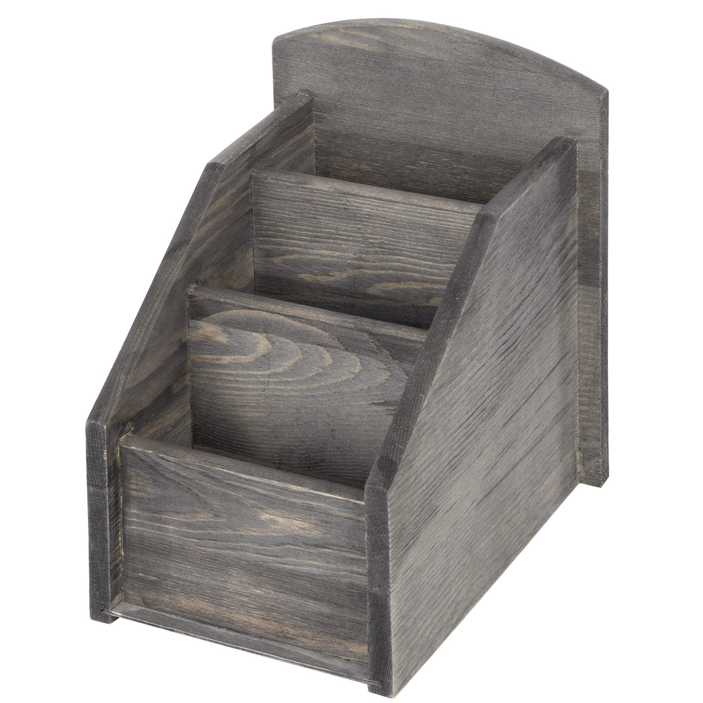 MyGift Rustic Dark Gray Wood Remote Control Holder Organizer Caddy with 3 Compartments, TV & Media Remote Storage Box for Living Room