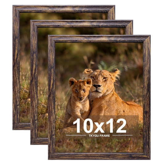 TKYGU 10x12 Picture Frame set of 3,Woode Frame Brown for Wall Hanging, Horizontally or Vertically, 10 x 12 Wall Gallery Poster Photo Frame best gift