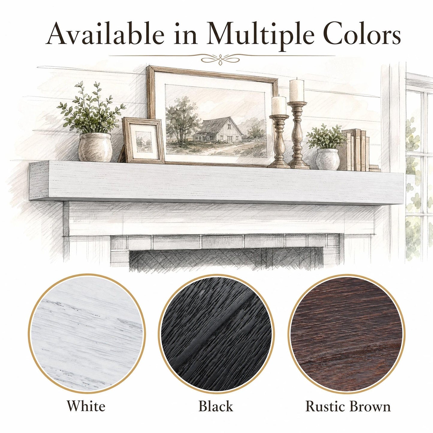 QianYong 48 Inch Solid Wood Fireplace Mantel Shelf, Rustic Brown