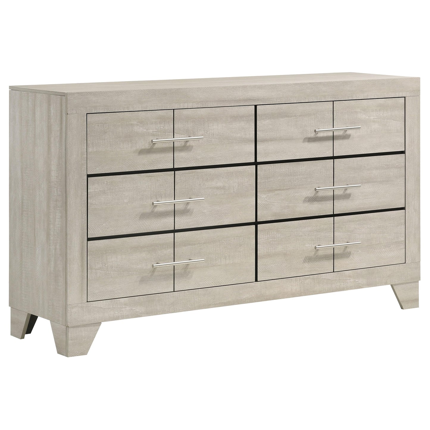 Coaster Home Furnishings - Trenton - Engineered Wood - 6-Drawer Bedroom Dresser with Contemporary Style, Nickel Handles, English Dovetail Joinery - Bedroom - Rustic Cream - 225063