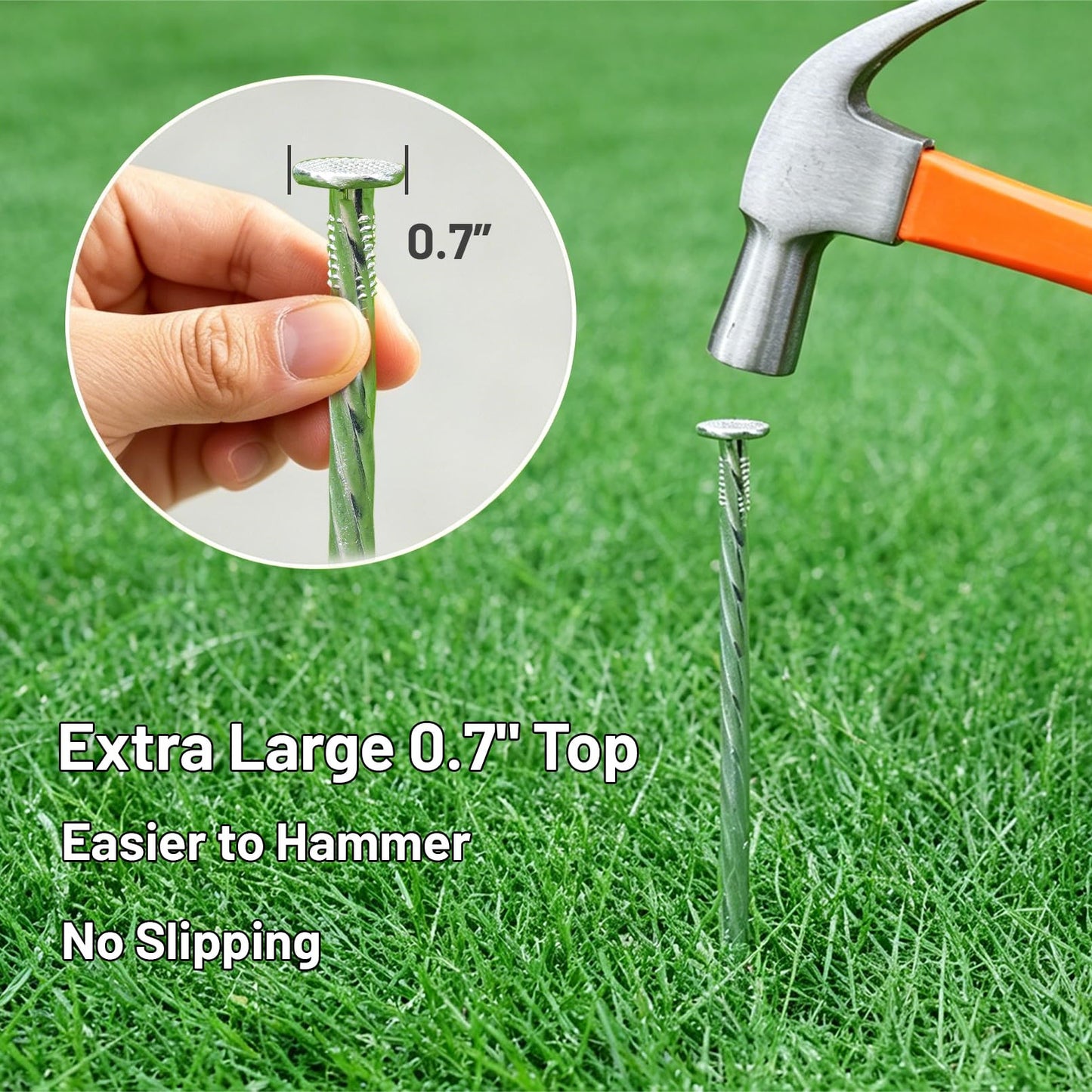 10 Inch Galvanized Landscape Stakes 50 Pack Heavy Duty Metal Anchoring Spikes Garden Nails for Paver Edging, Camping Tent, Weed Barrier, Artificial Turf, Carpentry and More