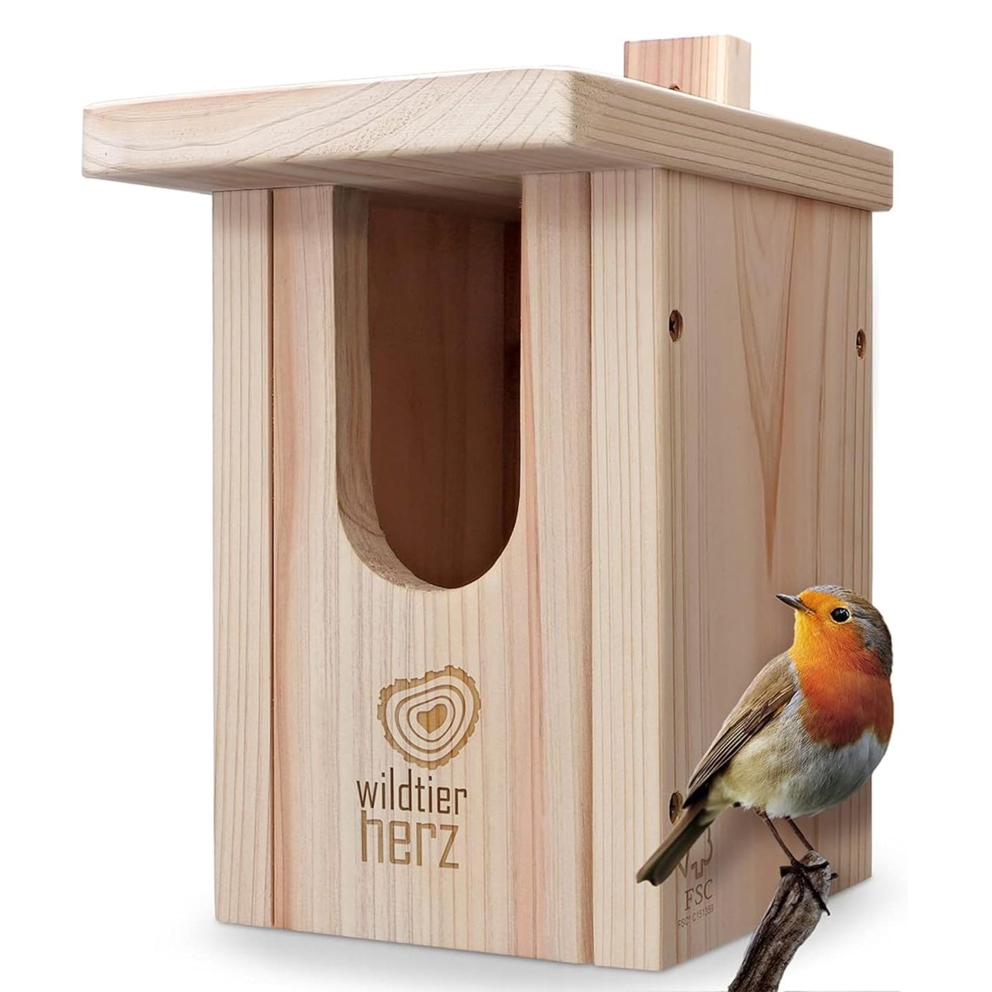 Wildlife Heart I Bird Nestheline Deals Made of Solid Wood - Screwed, Nesting Boxes for Birds, Nesting Box red throats, Bird House Incubator for Birds, birded Box Weatherproof