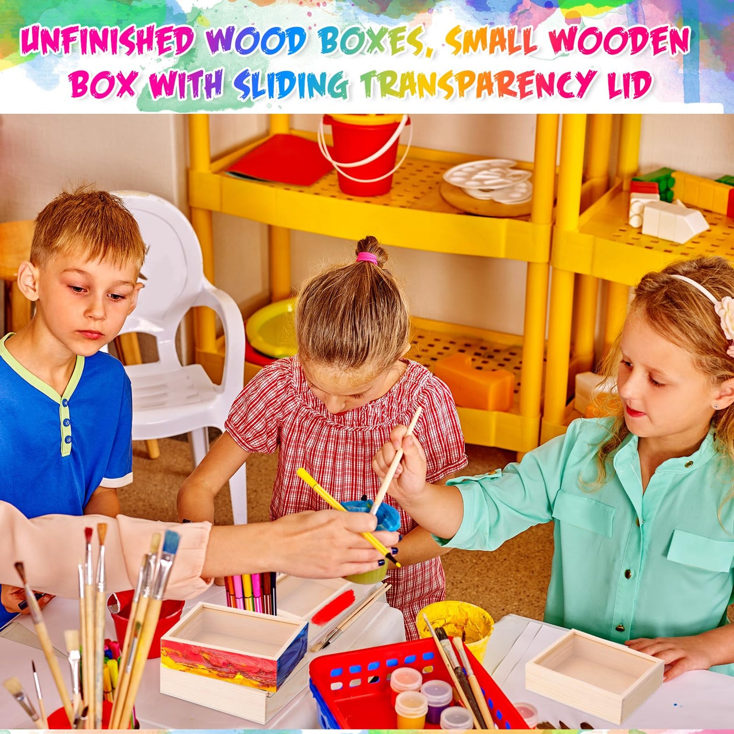 Thyle 48 Pcs Unfinished Wood Display Boxes with Acrylic Lids 6.3 x 4.9 x 1.8 Inch Unfinished Wood Boxes Crafts Gift for Flower DIY Wedding Party Favor Supplies