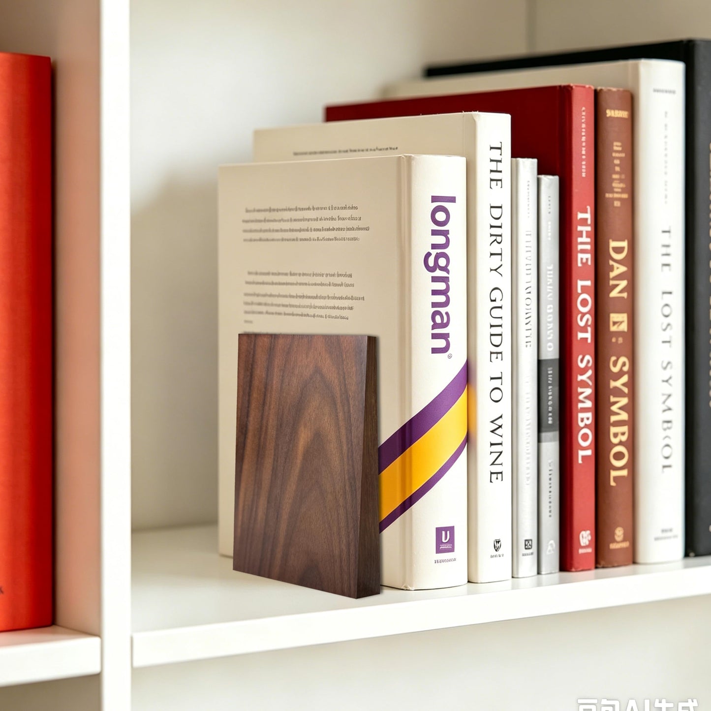Luxdecor Walnut Book Ends Hold Heavy Books-6x5x4in Wood Bookends for Office Desk Non Skid, Decorative Walnut Bookend 2pack, Triangle Style