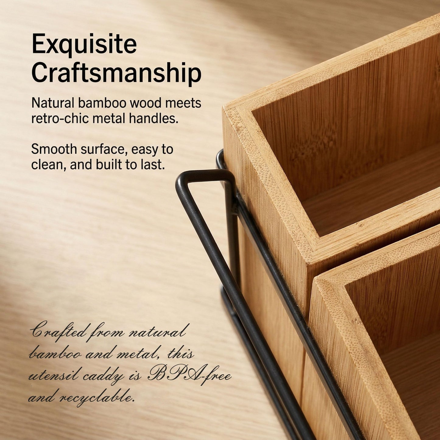 QZV Silverware Caddy Wooden Silverware Holder Cutlery Storage Organizer Paper Plate Dispenser Flatware Cutlery Holder for Party Utensil Caddy for Spoons Forks Napkins Plates