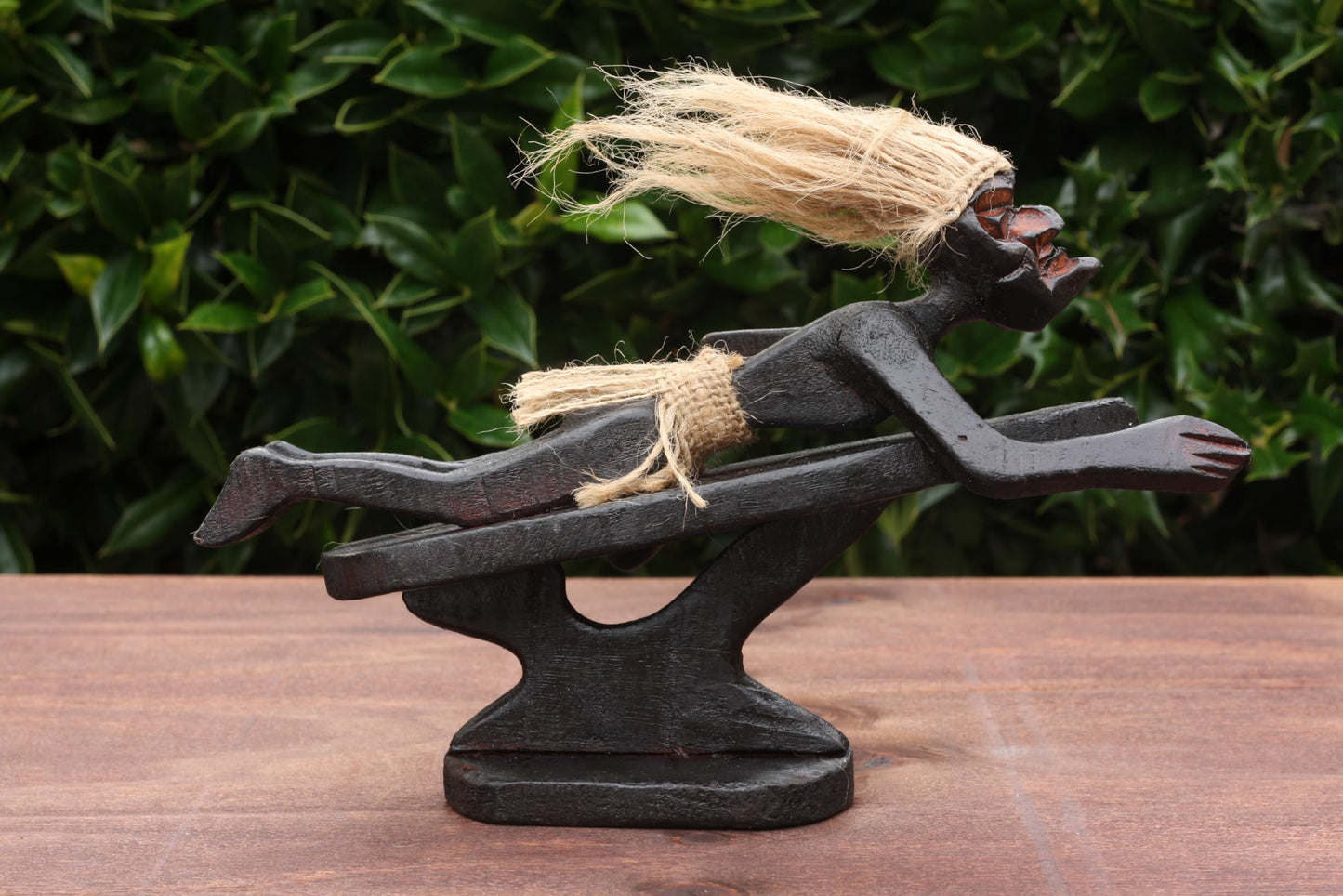 G6 Collection Wooden Tiki Swimming on Surf Board Paddle Statue, 10 inch