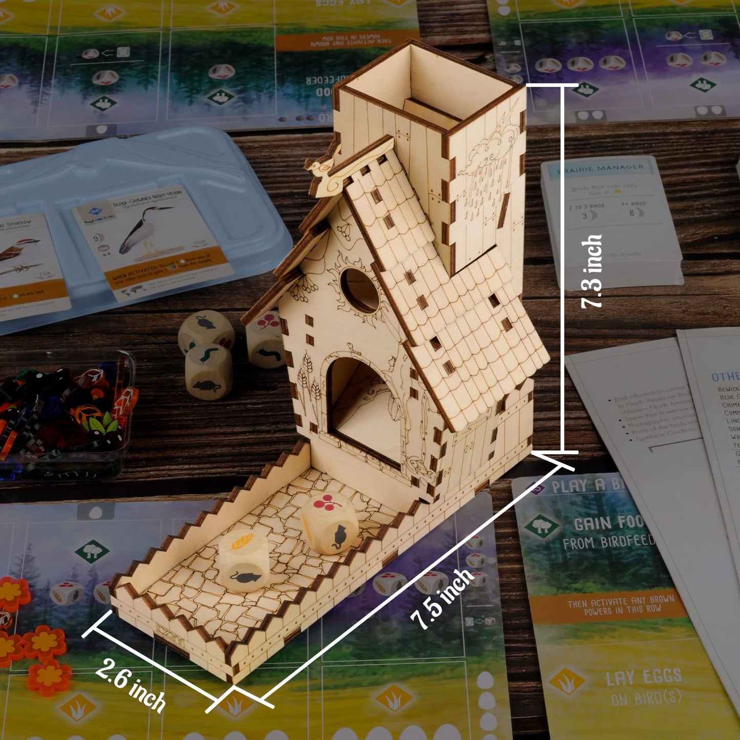 CZYY Bird Feeder Dice Tower with Tray, Compatible with Wingspan