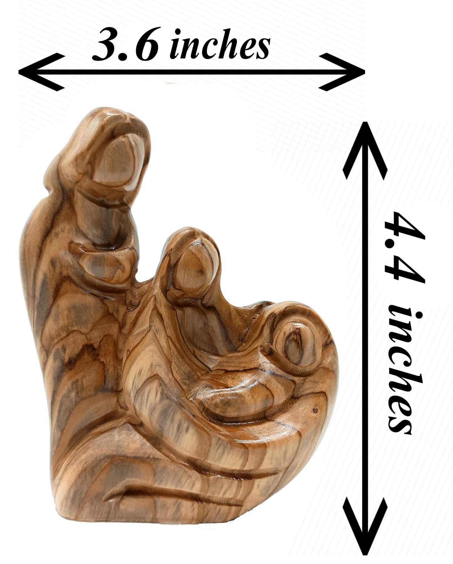 Zuluf Olive Wood Holy Family Nativity 4.4” – Hand Carved Joseph Mary Baby Jesus Figurine, Bethlehem Holy Land Wood Sculpture, Modern Family Statue, Rustic Home Decor Gift