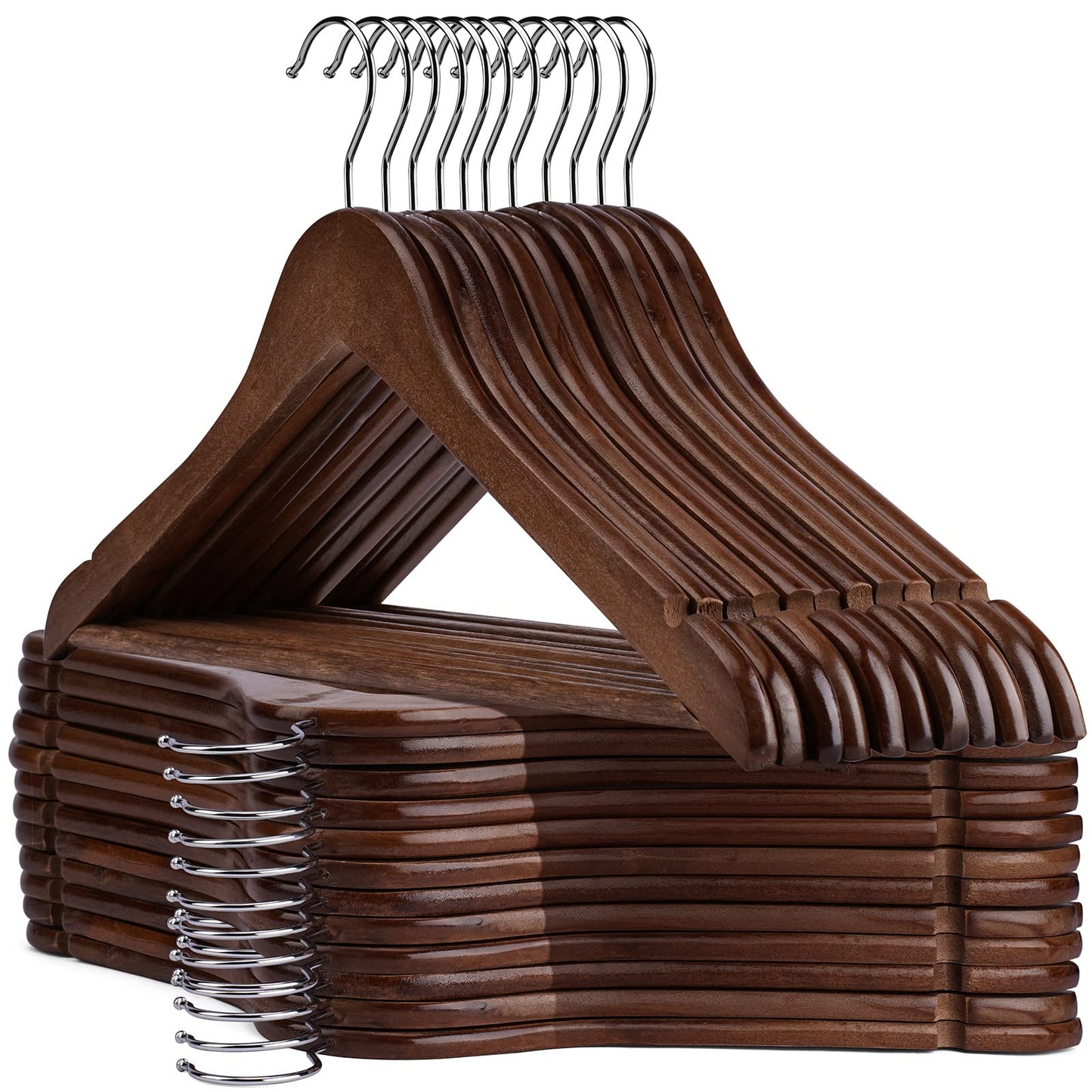 UINICOR Wooden Hangers - 30 Pack - Clothes Hanger for Daily Used,Heavy Duty Wood Hangers with Precisely Cut Notches,Coat Hanger for Closet, Clothes Hangers for Shirt Suit Dress (Walnut)