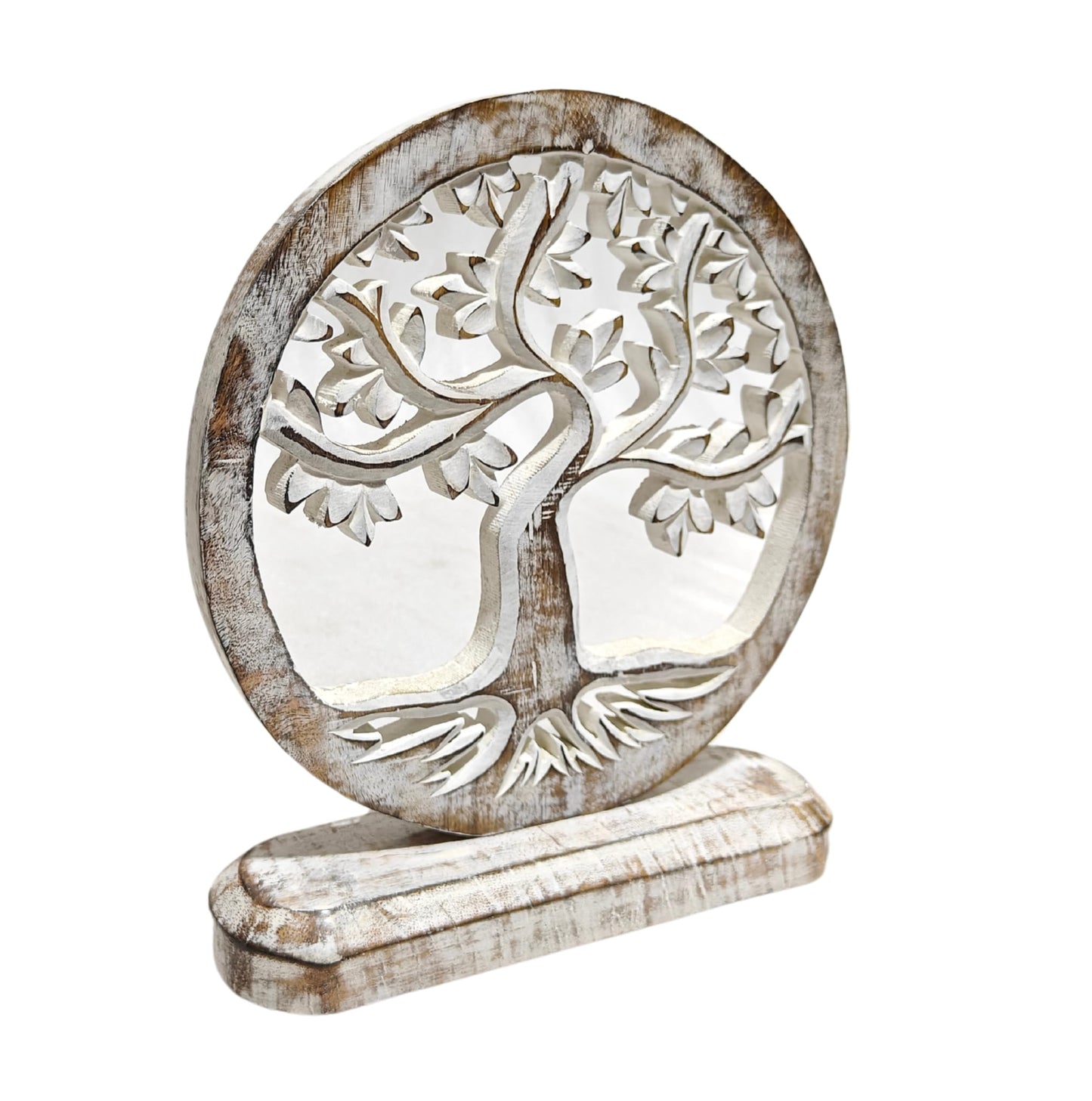 VANIYA CRAFTS® Wooden Carved Handmade Engraved Table Decor Tree of Life Table Sculpture Home Decor Statue for Living Room, Bedroom, Office Desktop, Cabinets