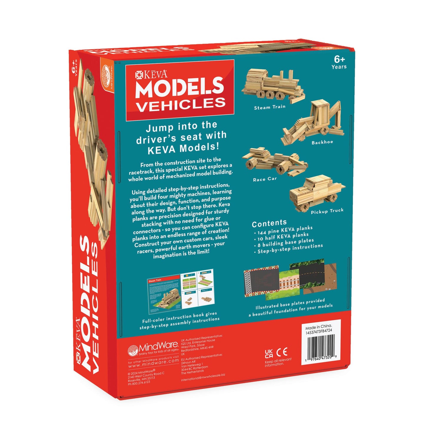 MindWare KEVA Models Vehicles - 154 Wooden Building Planks & Step-by-Step Instructions to Build Iconic Vehicles