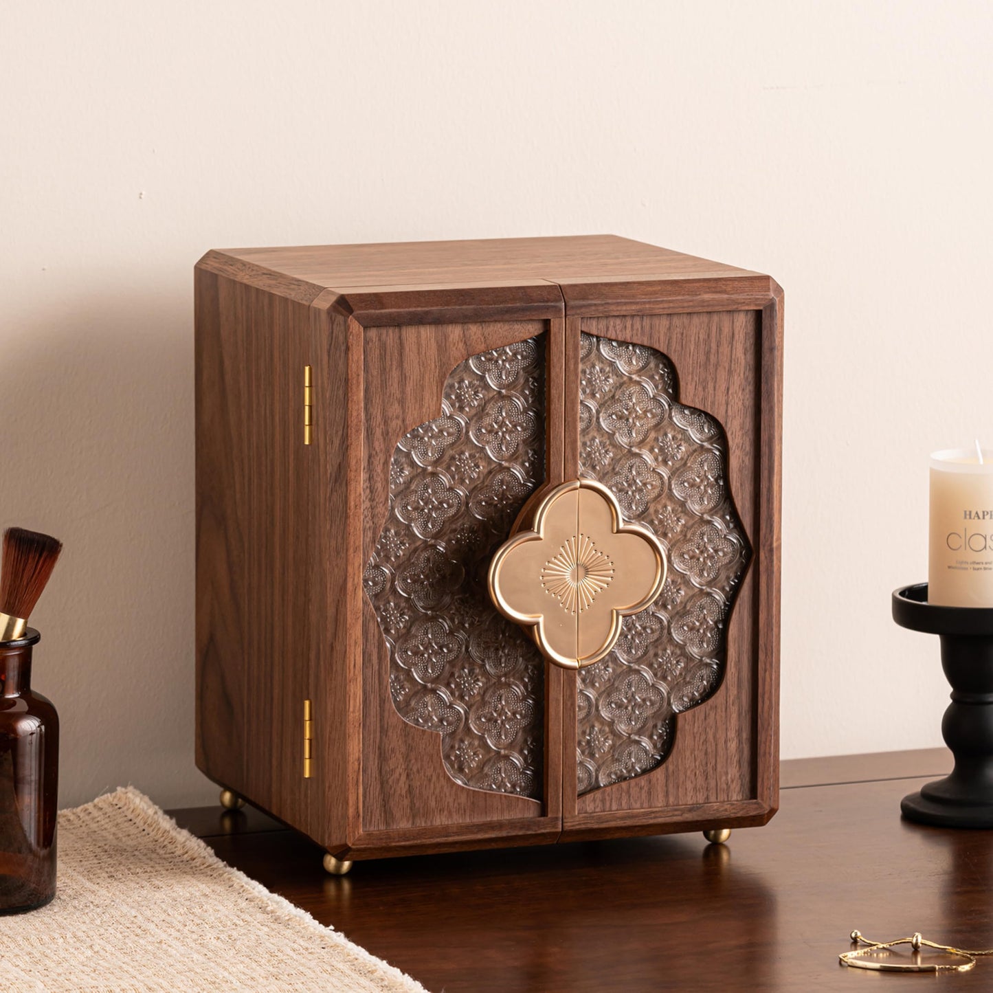 ZMARKRAFT® Black Walnut Wooden Jewelry Box, Decorative Multi-Layer Solid Wood Jewelry Case, Organizer for Rings, Necklaces, Earrings, Treasure Box Storage, Practical and Thoughtful Gift for Women