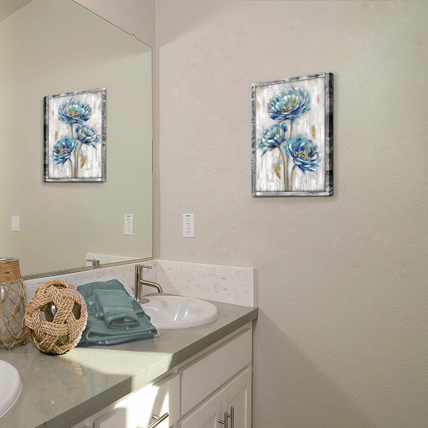 Rustic Wooden Framed Wall Art: Blossom Flower Artwork Print on Natural Wood Picture Painting for Home & Kitchen (12”W x 16”H)