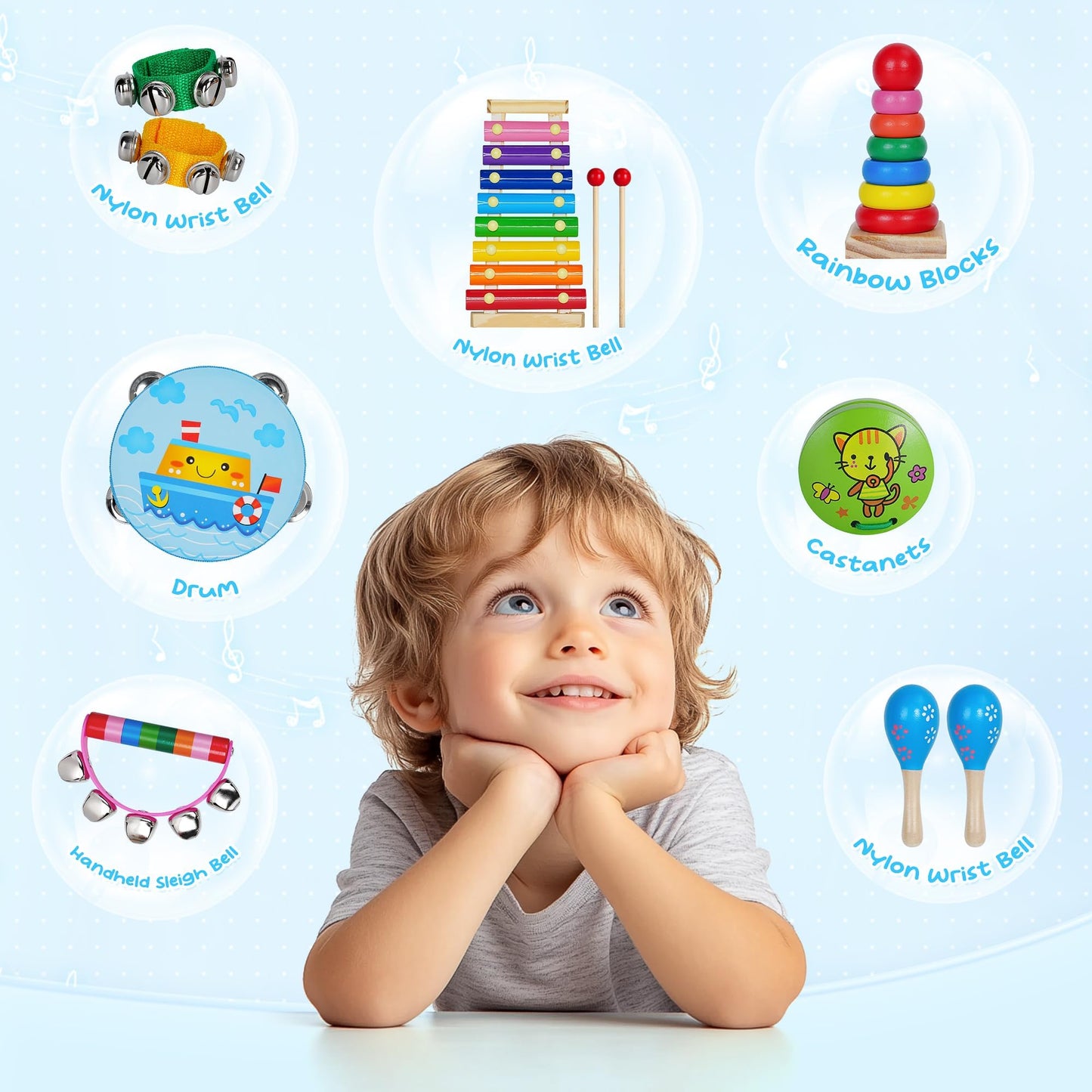 Childom Kids Musical Instruments for Toddlers,Baby Musical Toys for Toddlers,Preschool Educational Kids Gifts,Christmas Birthday Gifts for Boys Girls,Xylophone,Maracas,Wooden Instruments Toddler Toys