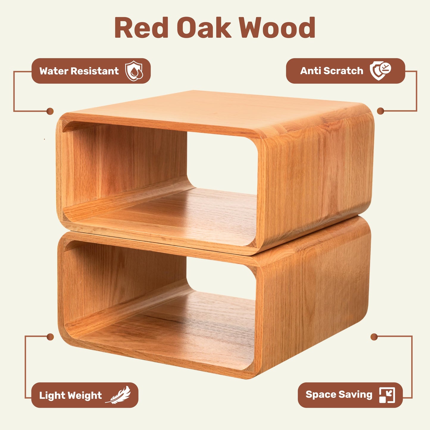 Contempa Wooden Cube Storage Shelf Organizer, Bookshelf for Bedroom, Livingroom, Dormroom, Home Office, Studyroom, Home Decor and Contemporary Spaces (Red Oak | Pack of 1)